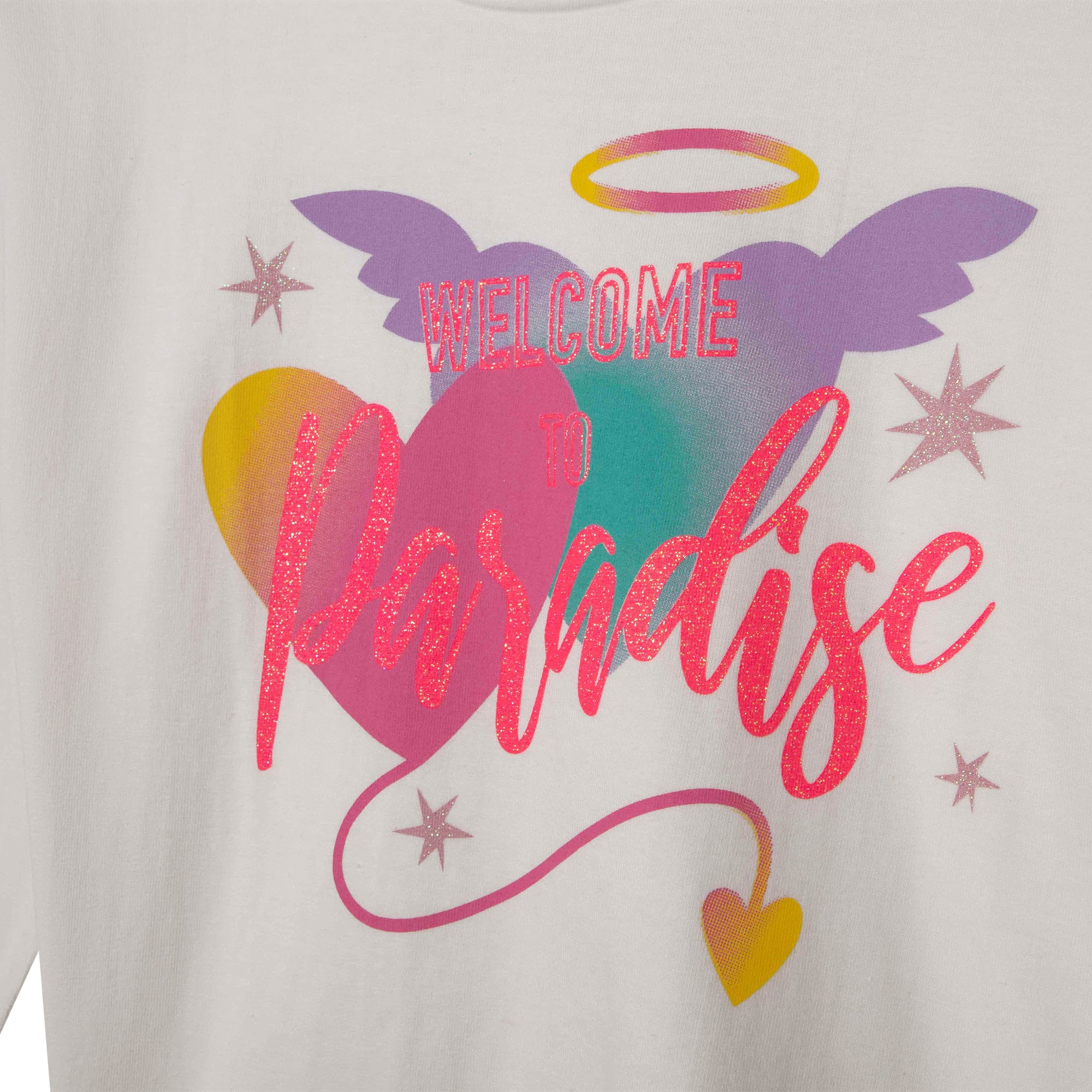 Girls White Printed Cotton T-Shirt