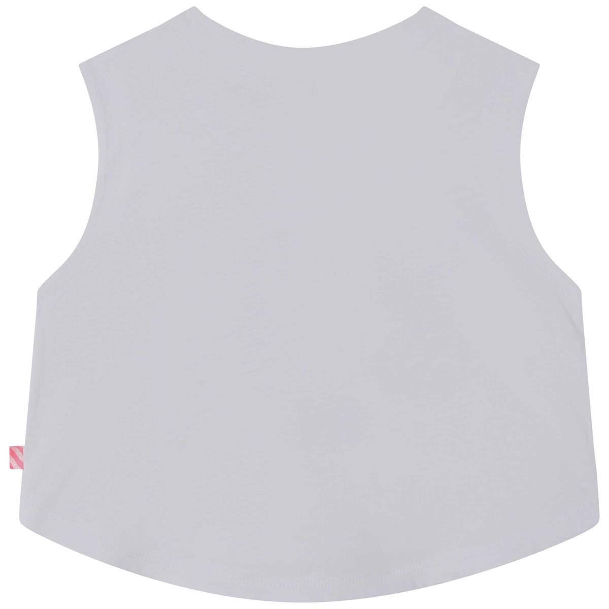Girls White Printed Vest