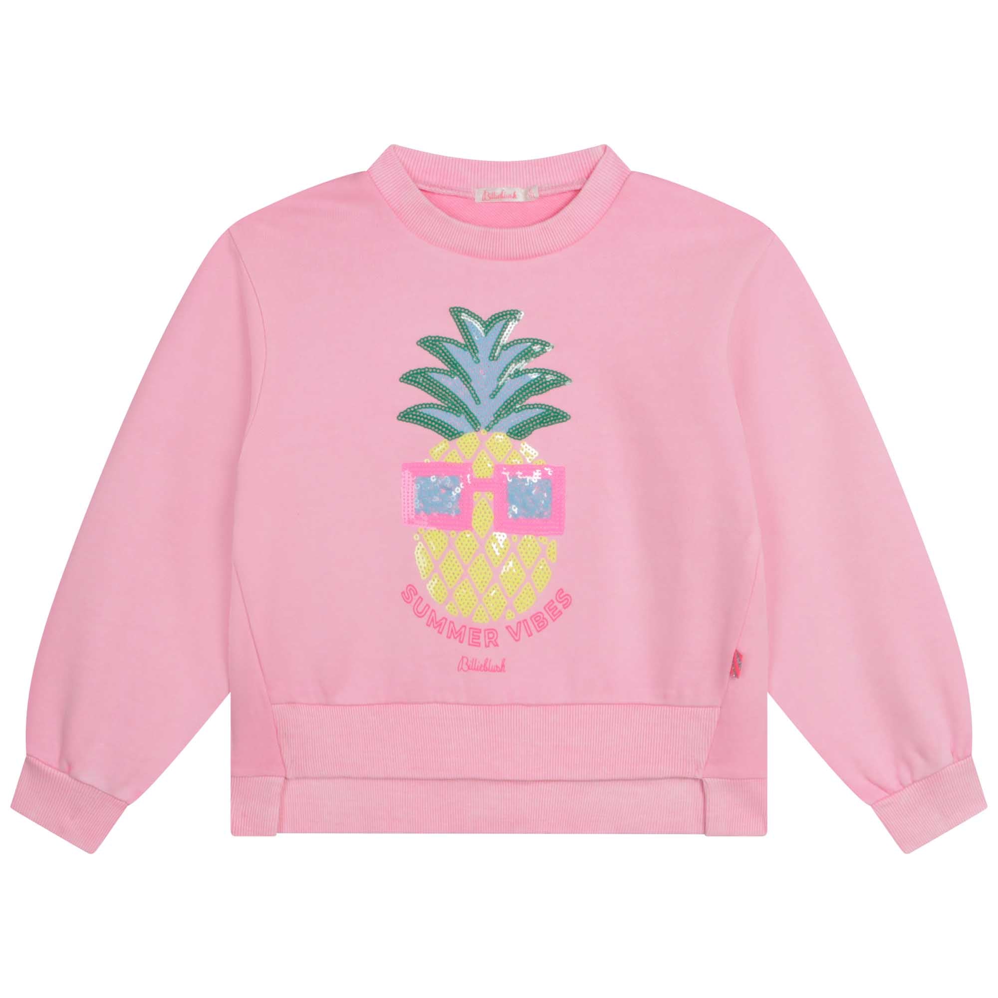 Girls Pink Sequin Cotton Sweatshirt
