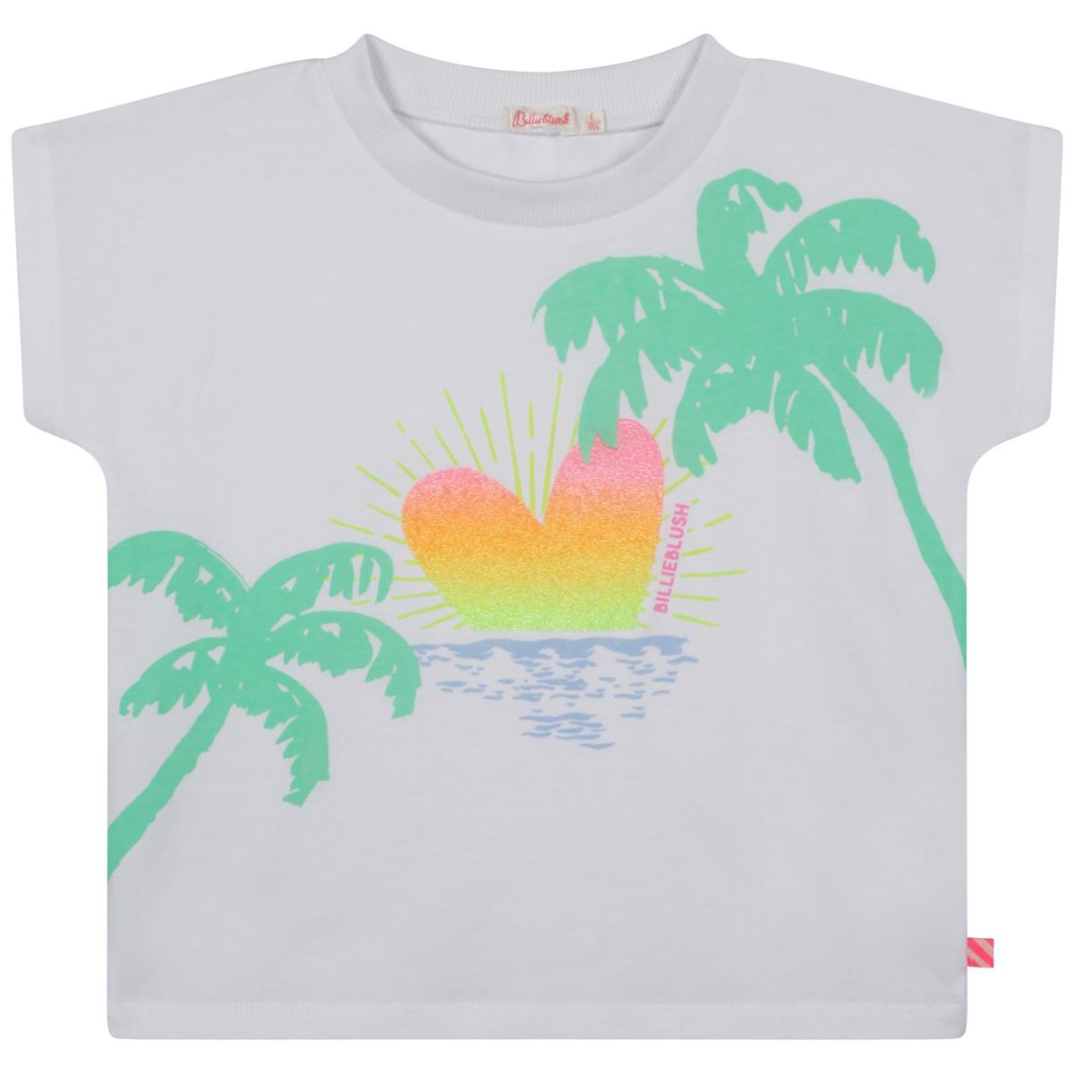 Girls White Printed T-Shirt