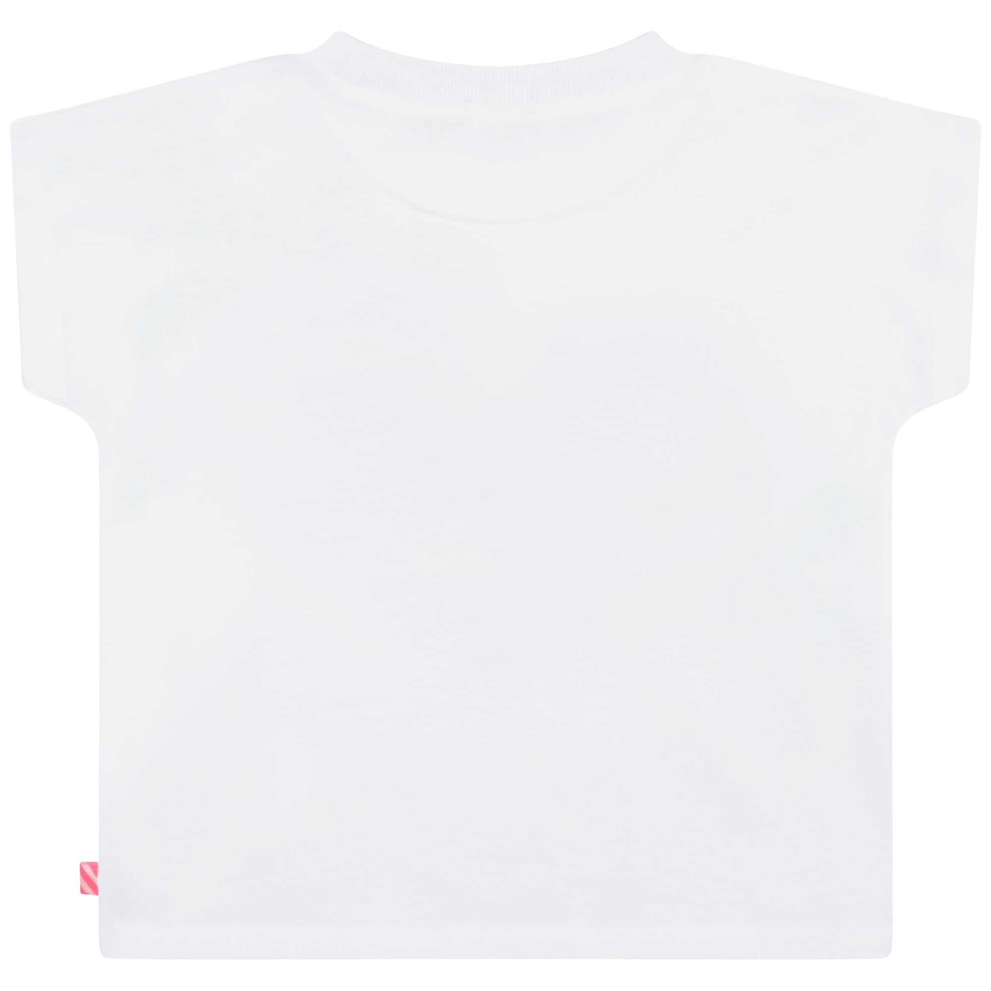 Girls White Printed Cotton T-Shirt