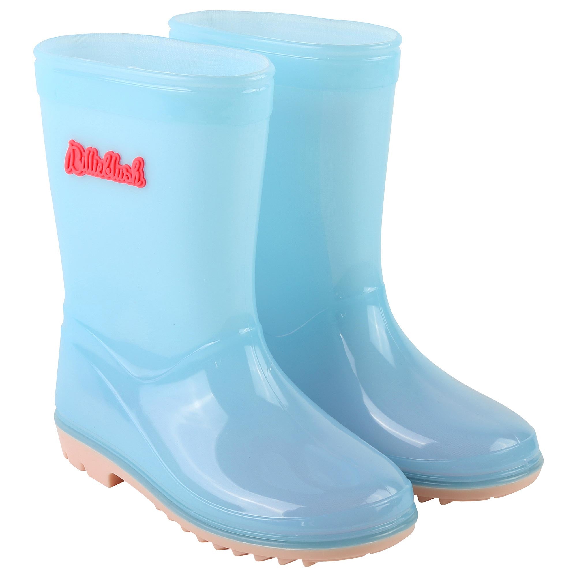 Girls Light Blue Logo Rainboots