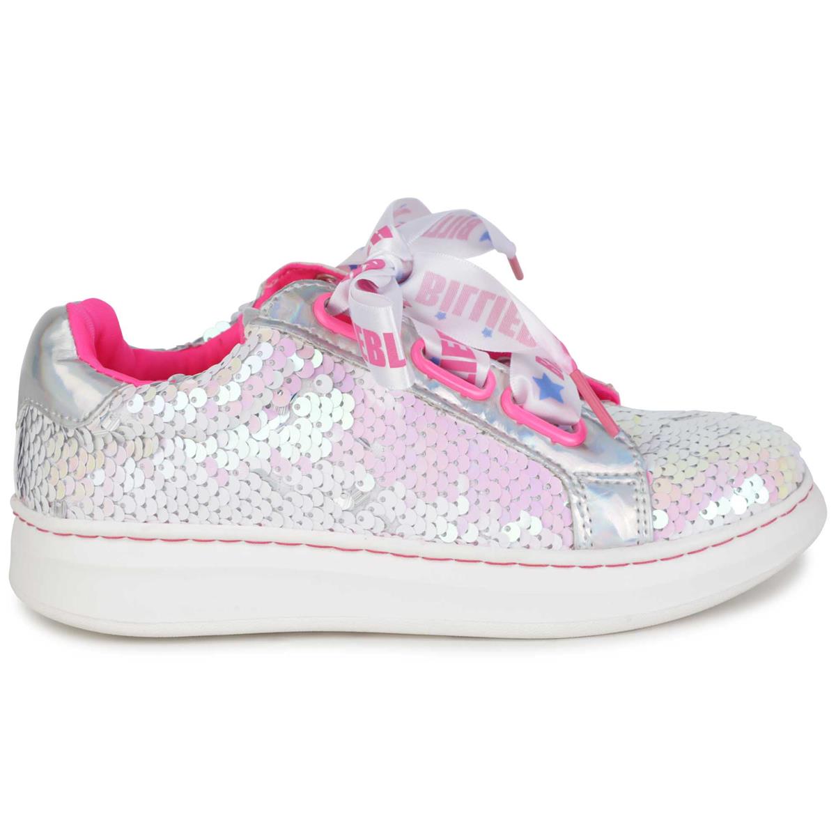Girls White Sequin Shoes