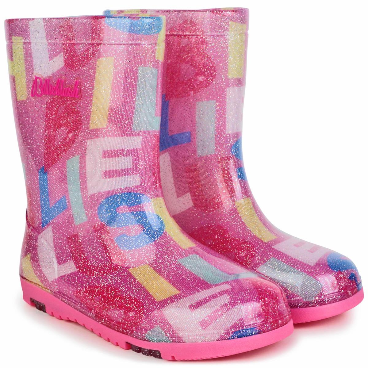Girls Pink Logo Rain Boots
