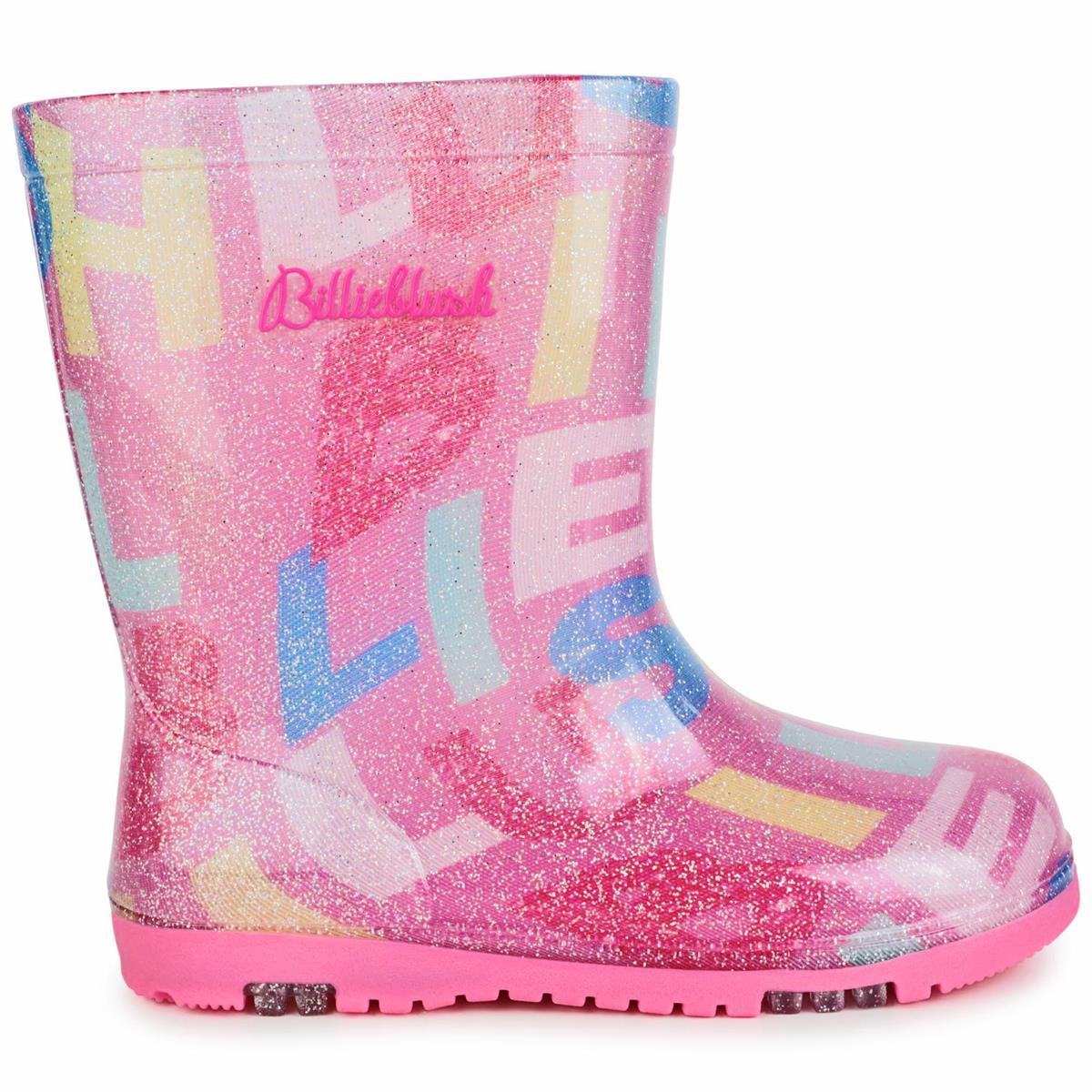 Girls Pink Logo Rain Boots