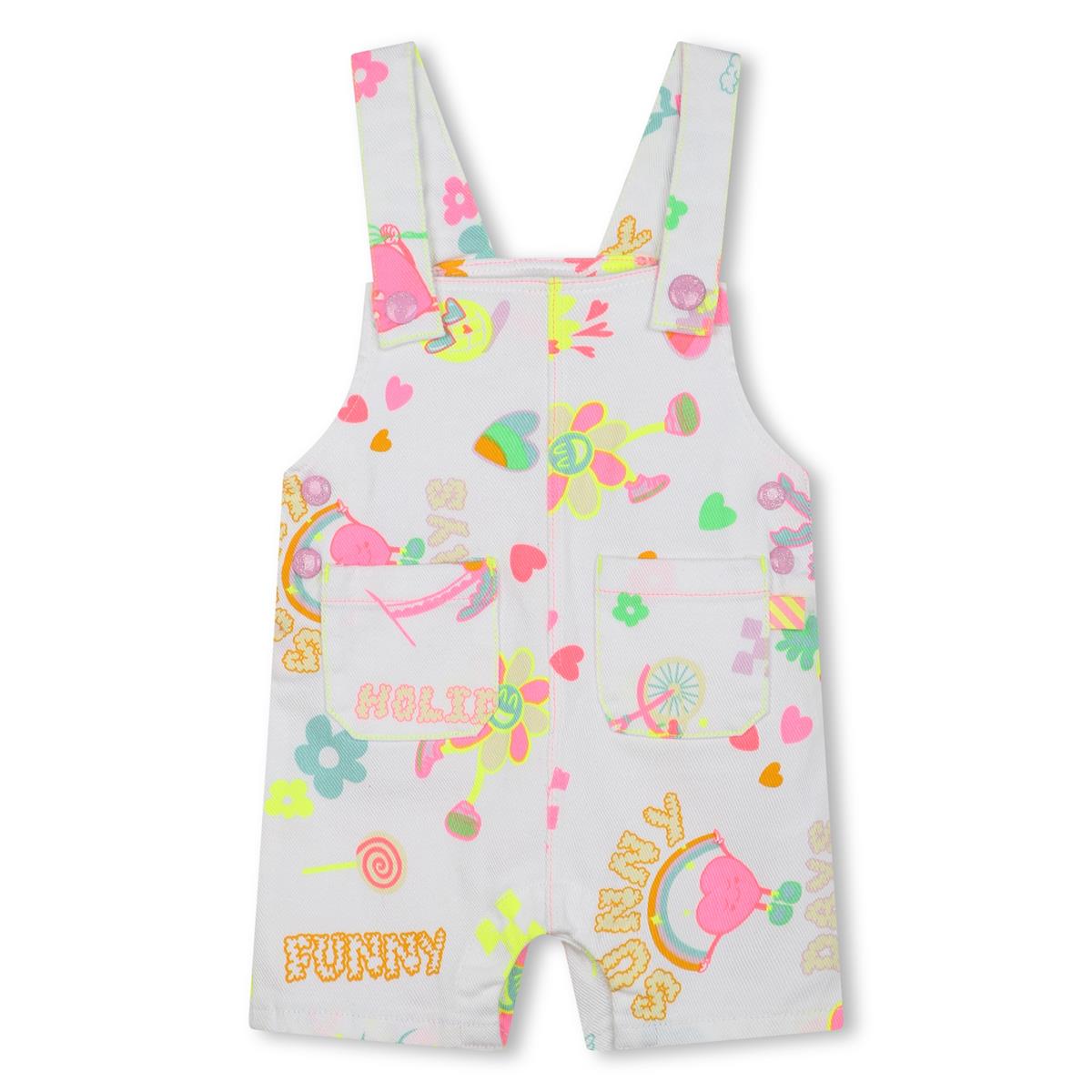 Baby Girls White Printed Jumpsuit