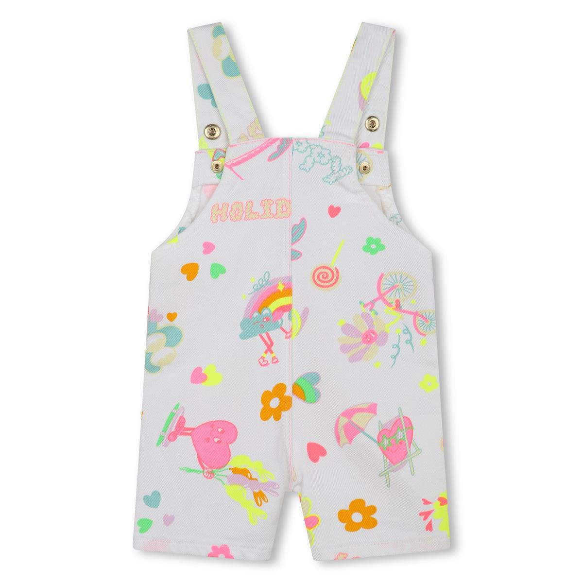 Baby Girls White Printed Jumpsuit