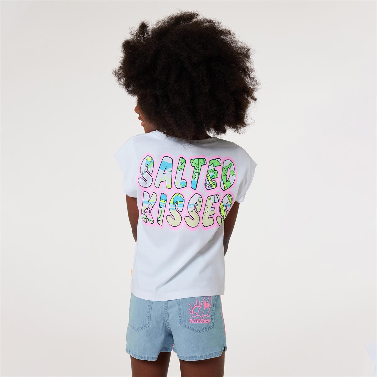 Girls White Cotton T-Shirt