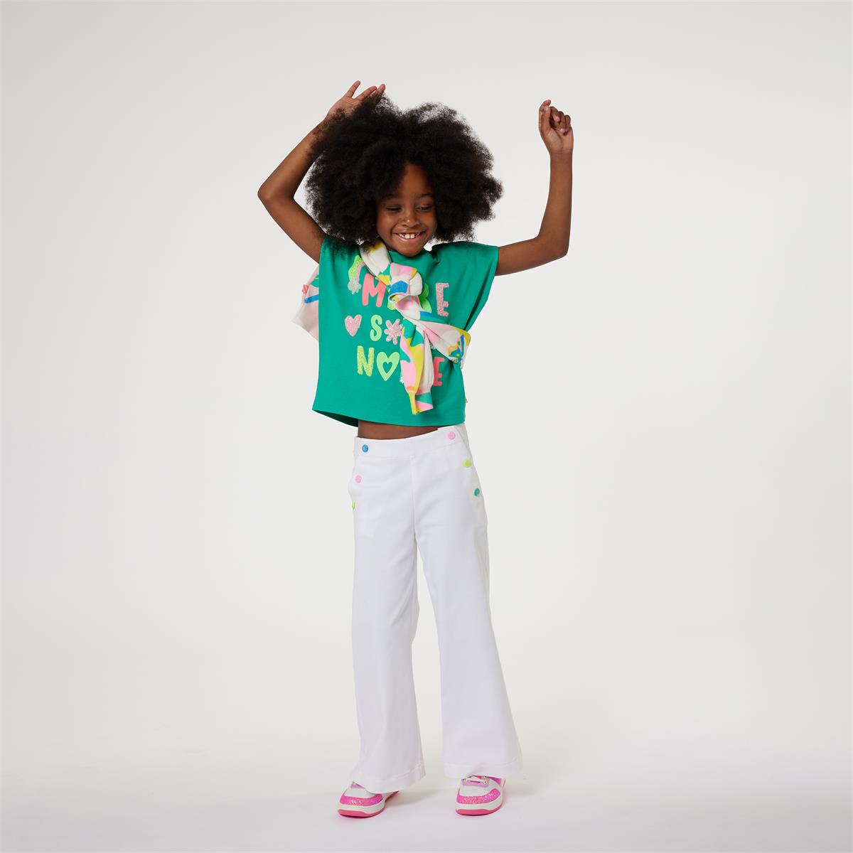 Girls Green Cotton T-Shirt