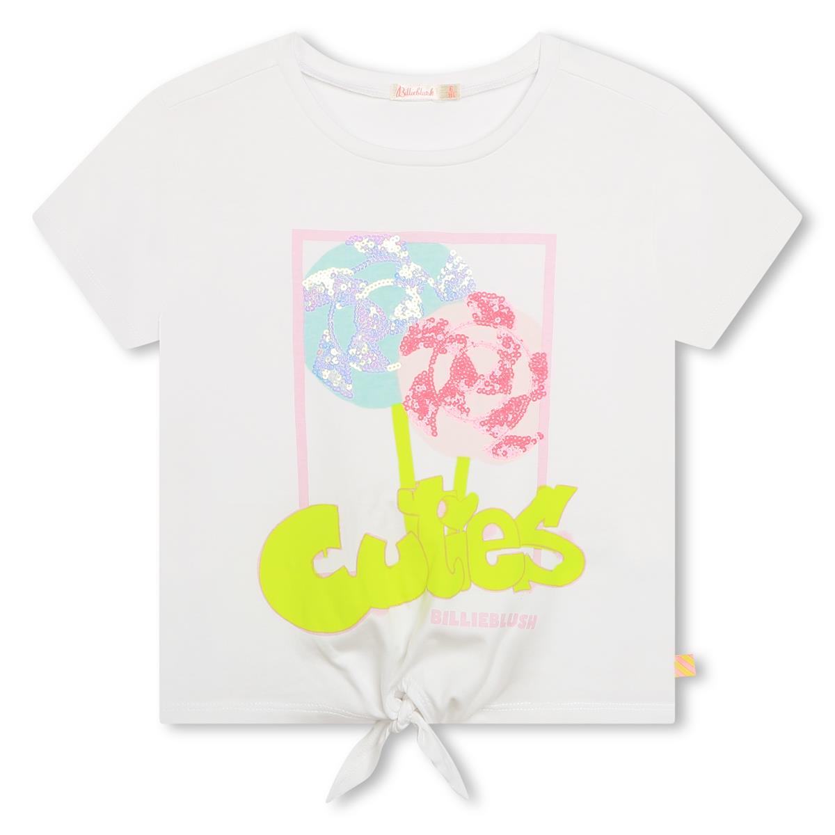 Girls White Cotton T-Shirt