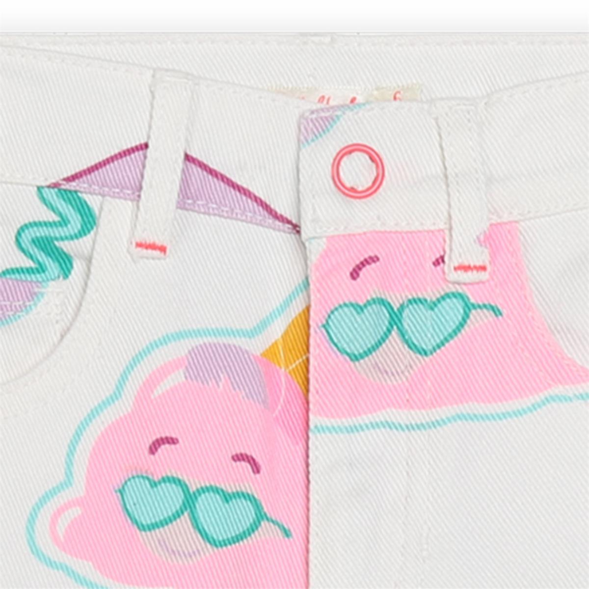 Girls White Printed Trousers