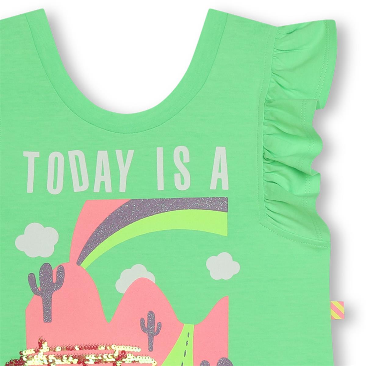 Girls Green Printed Dress