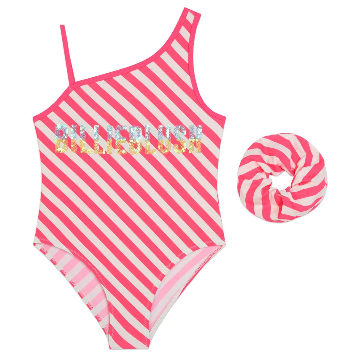 Girls Pink Stripes Swimsuit