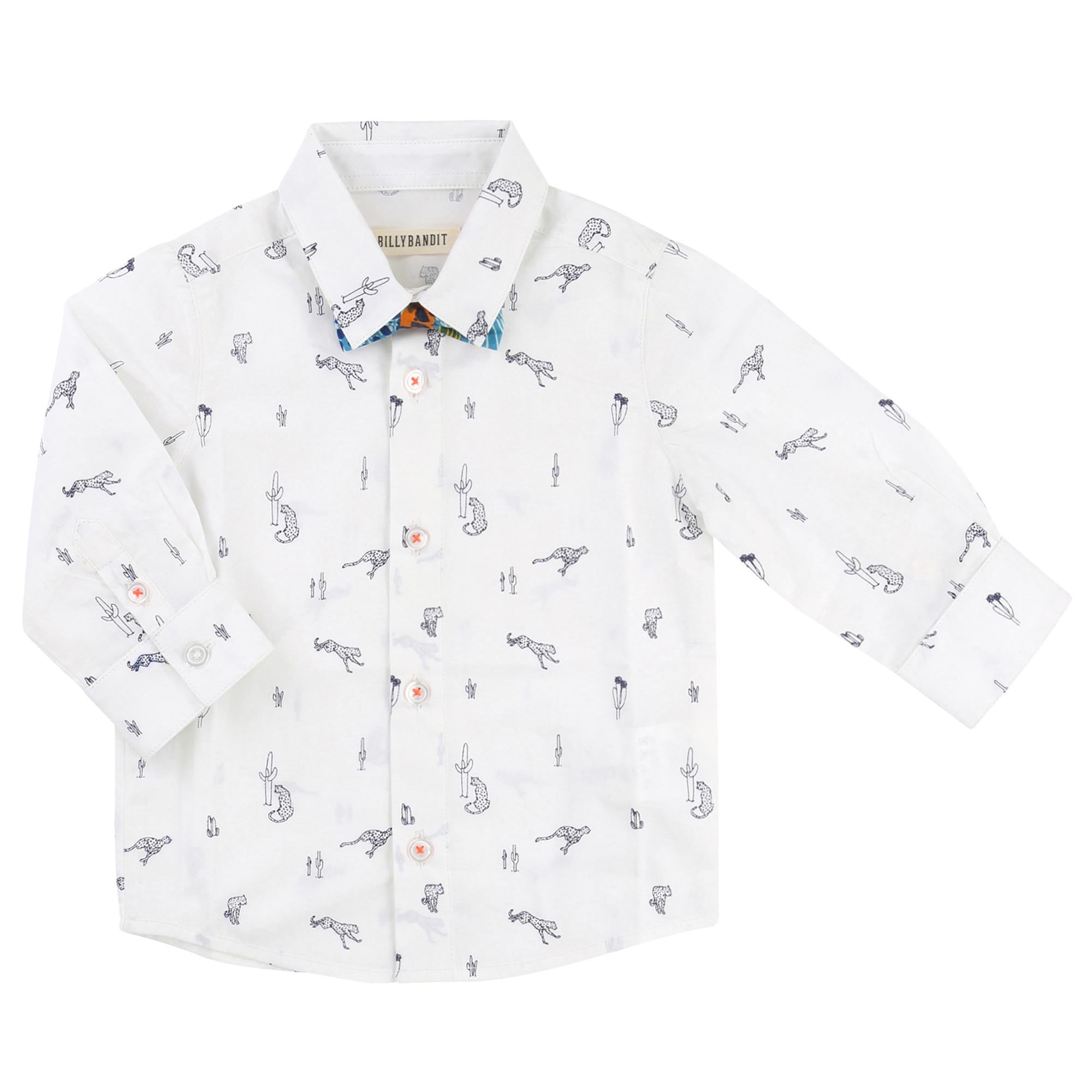 Baby Boys White Leopard Shirt with Bow Tie