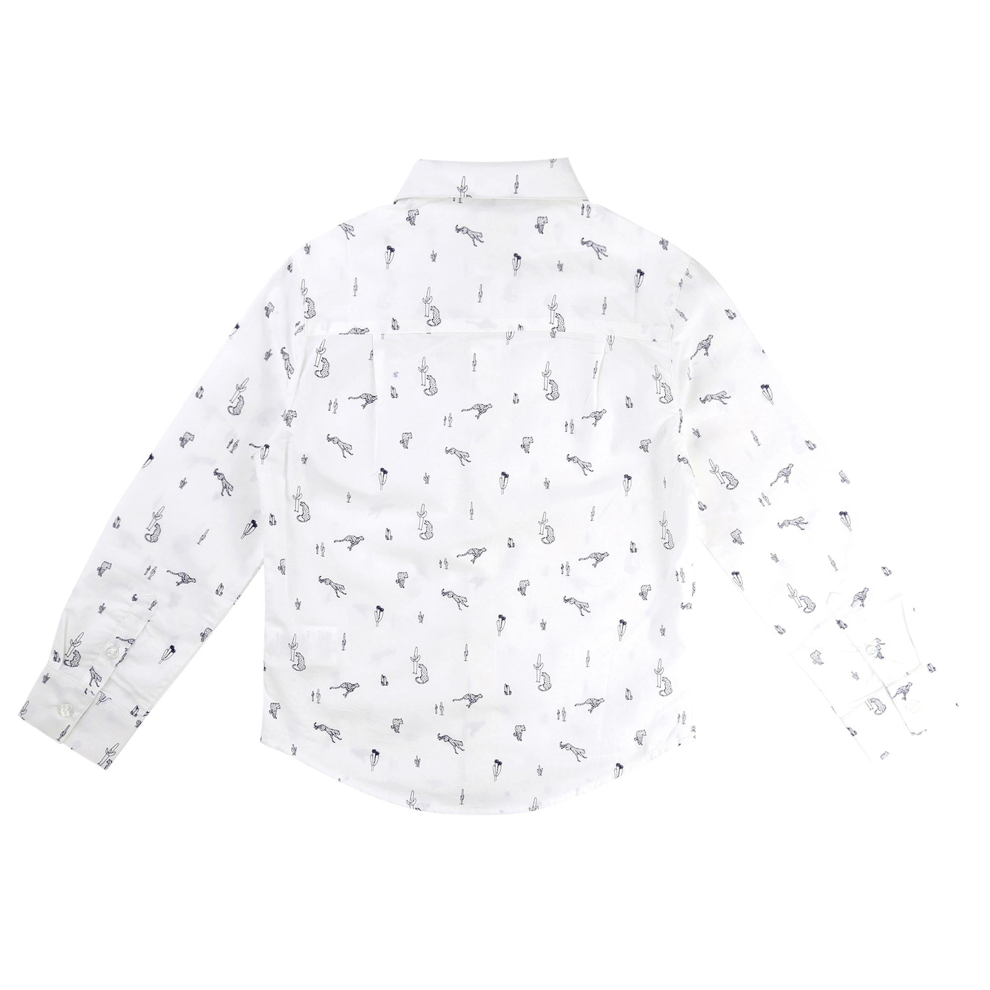 Boys White Leopard Shirt with Bow Tie