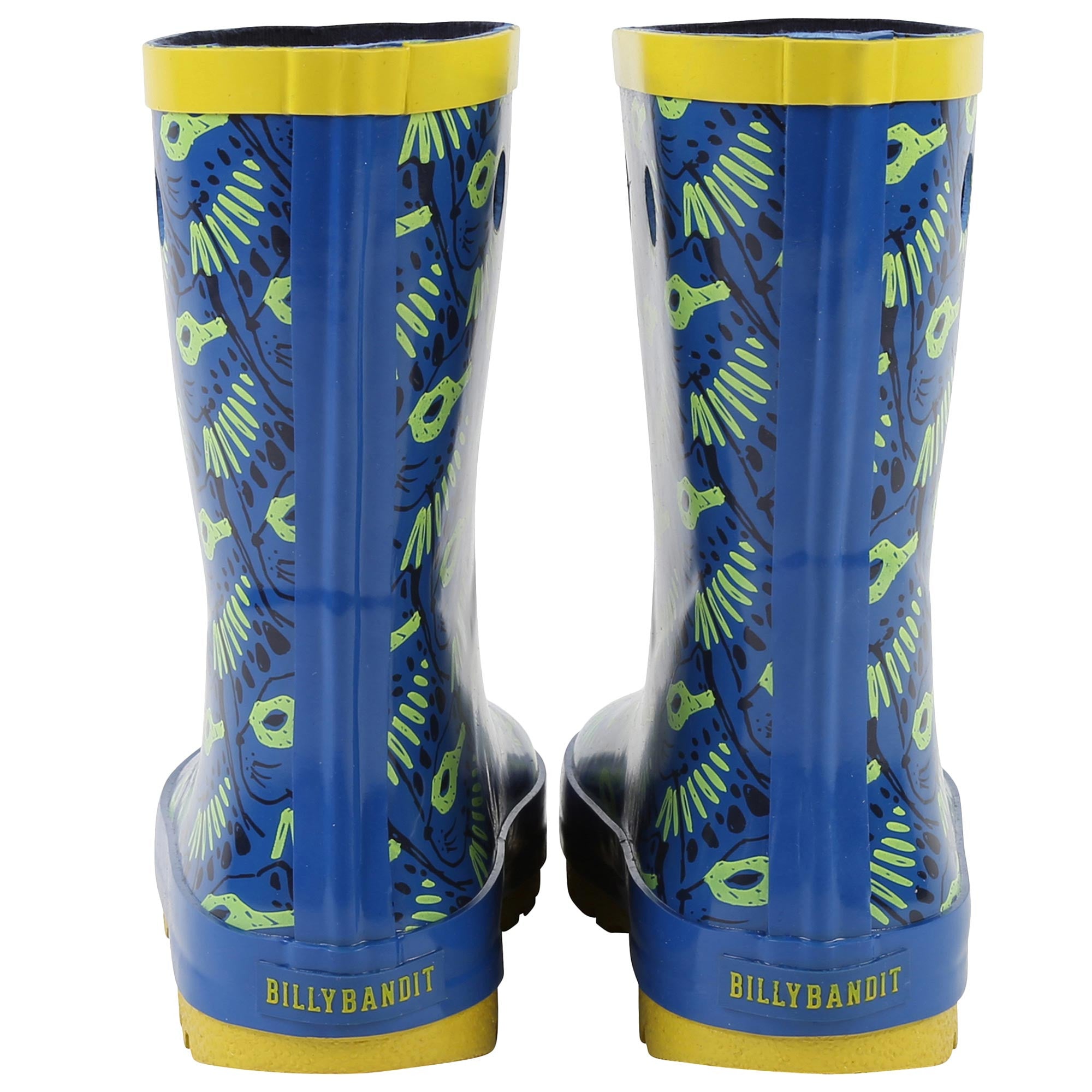 Boys Blue Leopard Rainboots with Yellow Mask