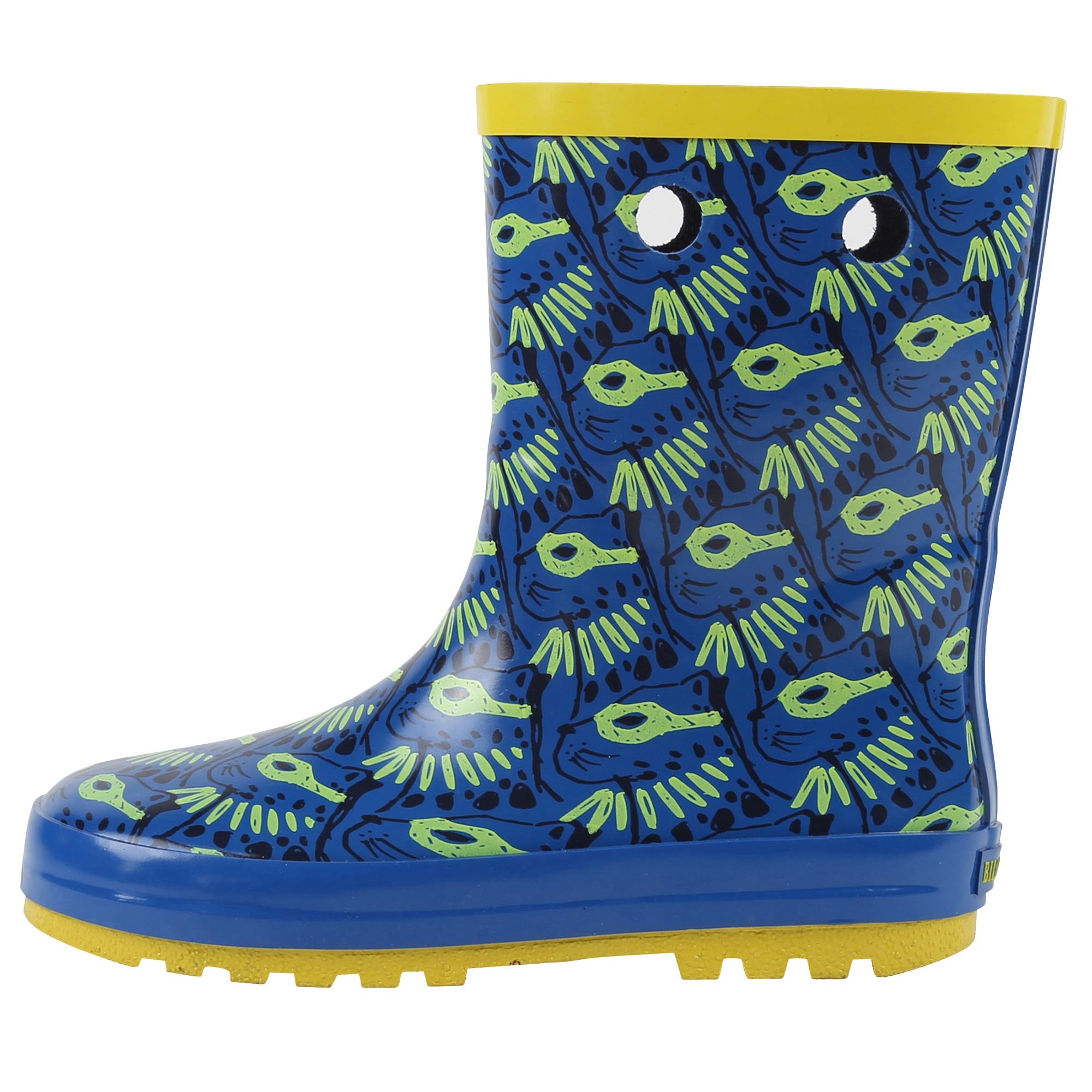 Boys Blue Leopard Rainboots with Yellow Mask