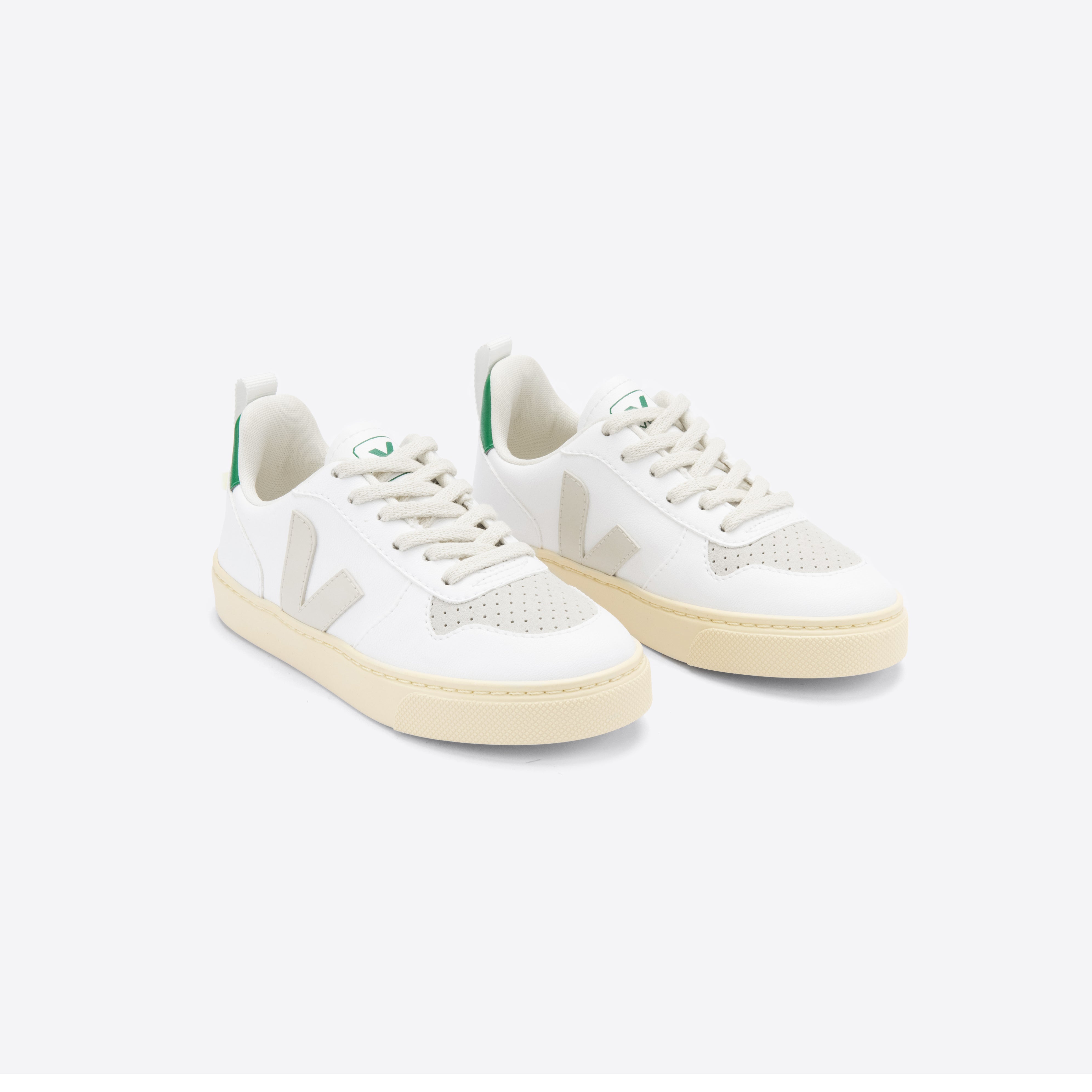 Boys & Girls White "V-10 LACES" Shoes