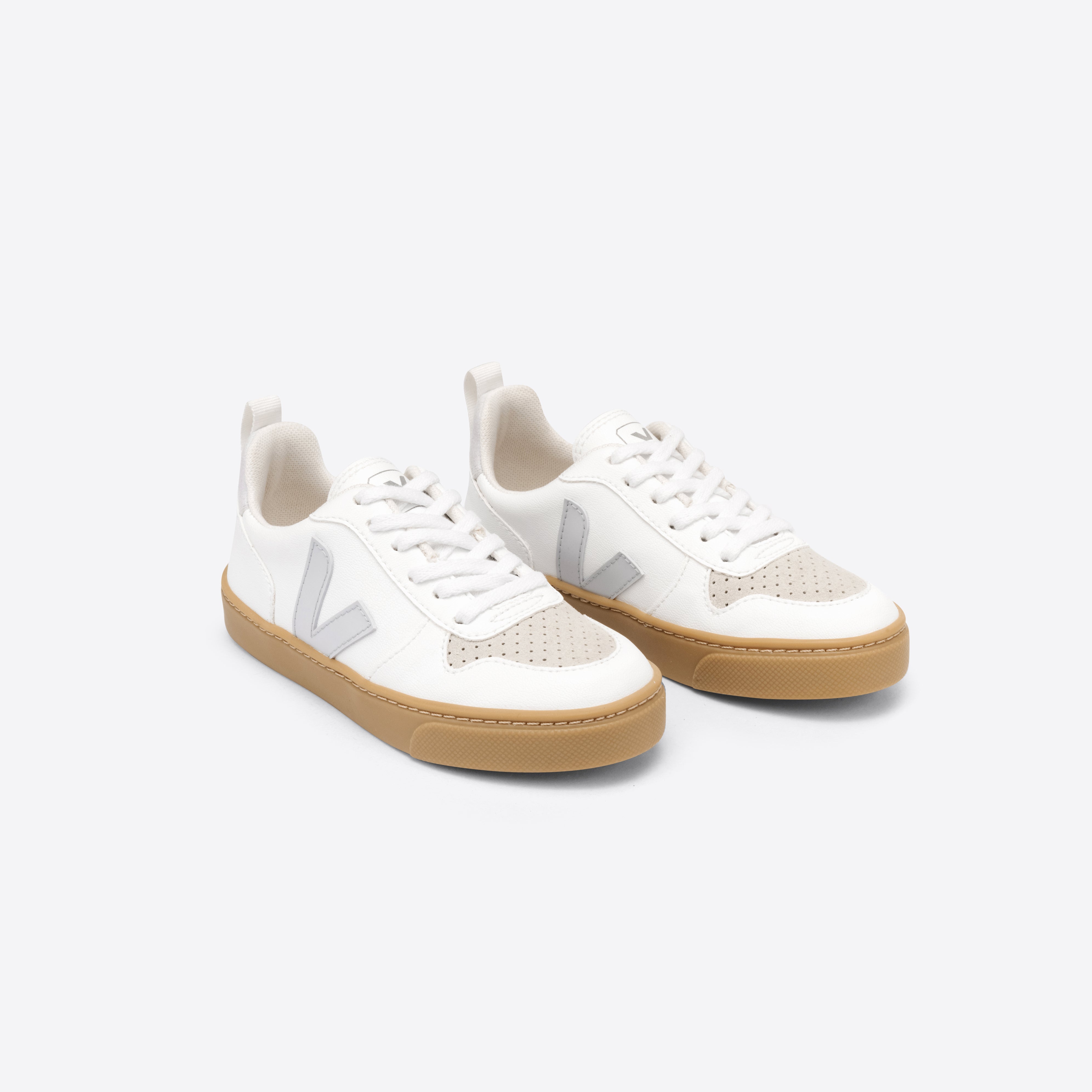 Boys & Girls White "SMALL V-10 LACE" Shoes
