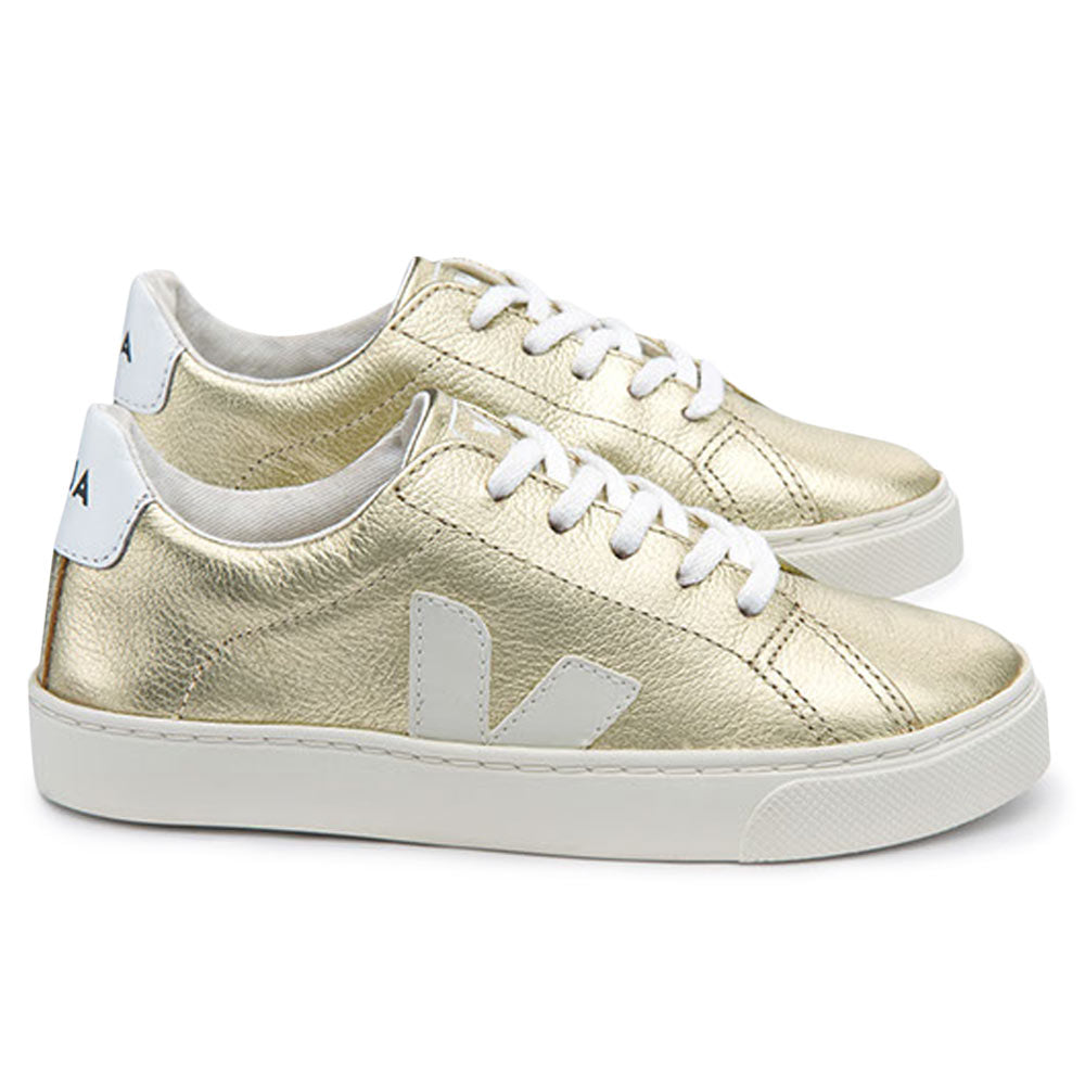 Boys & Girls Gold Leather Lace Shoes