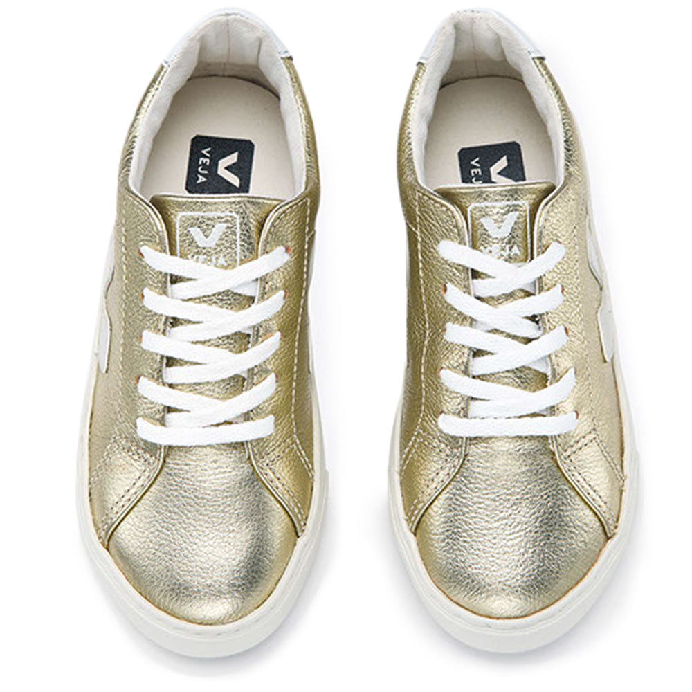 Boys & Girls Gold Leather Lace Shoes
