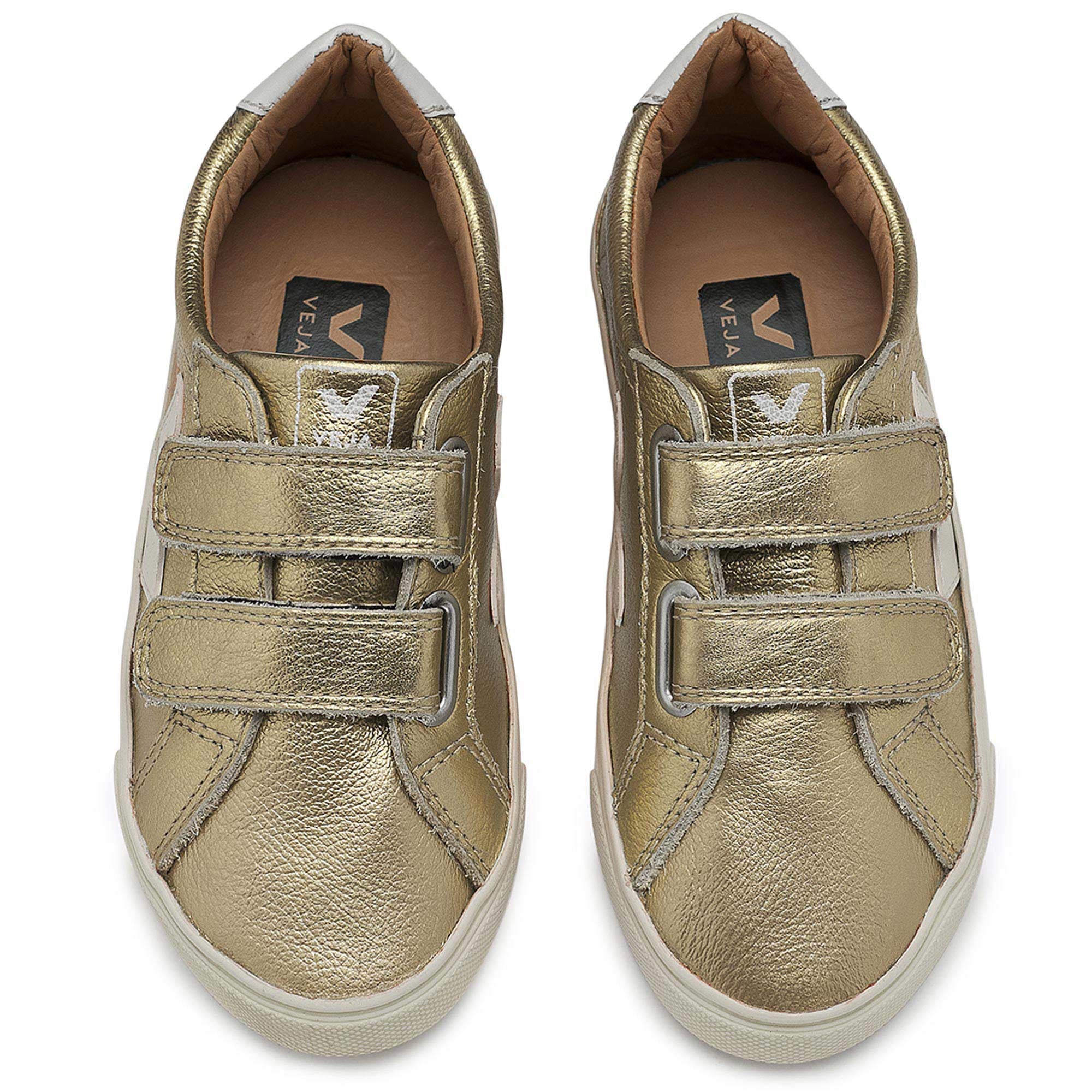 Boys&Girls Gold Leather Velcro Shoes - CÉMAROSE | Children's Fashion Store - 1