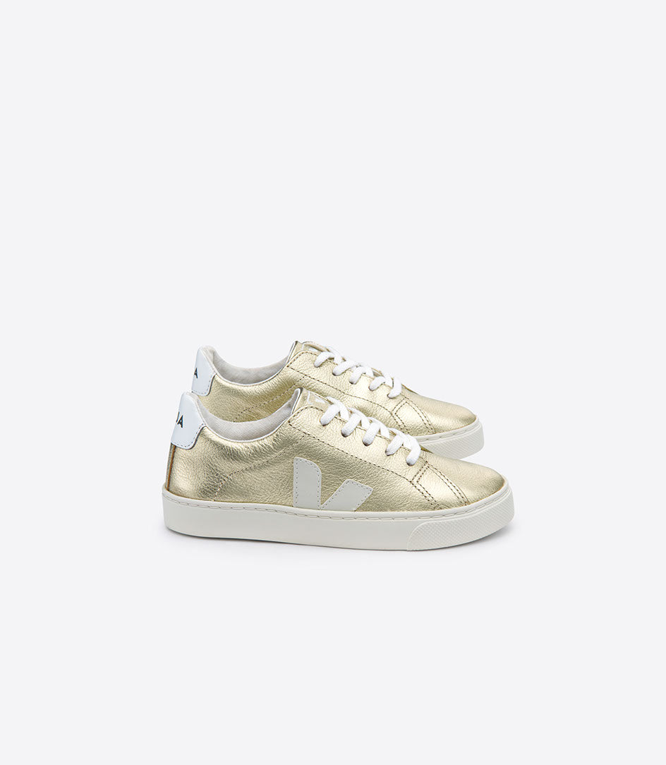 Girls & Boys Gold & White "V" Shoes