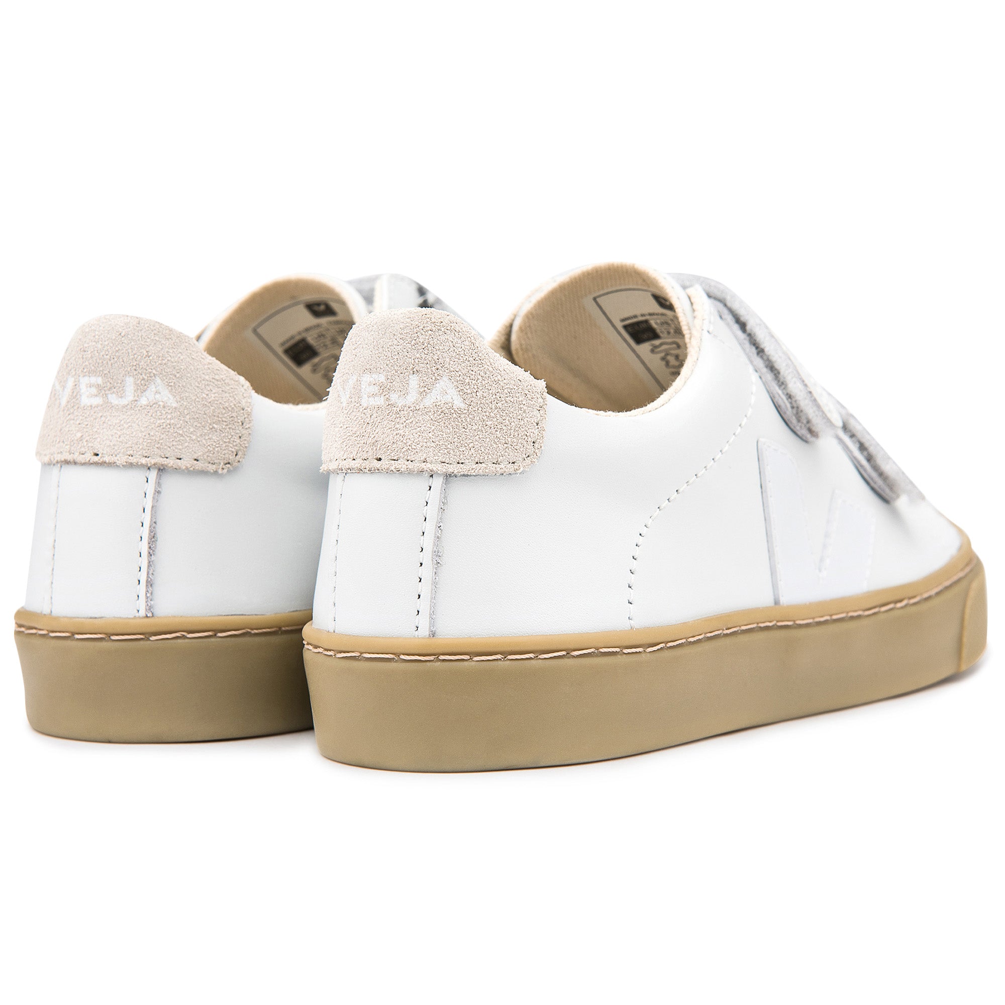Bbay  Girls  White   Leather Velcro   With  White  "V" Shoes