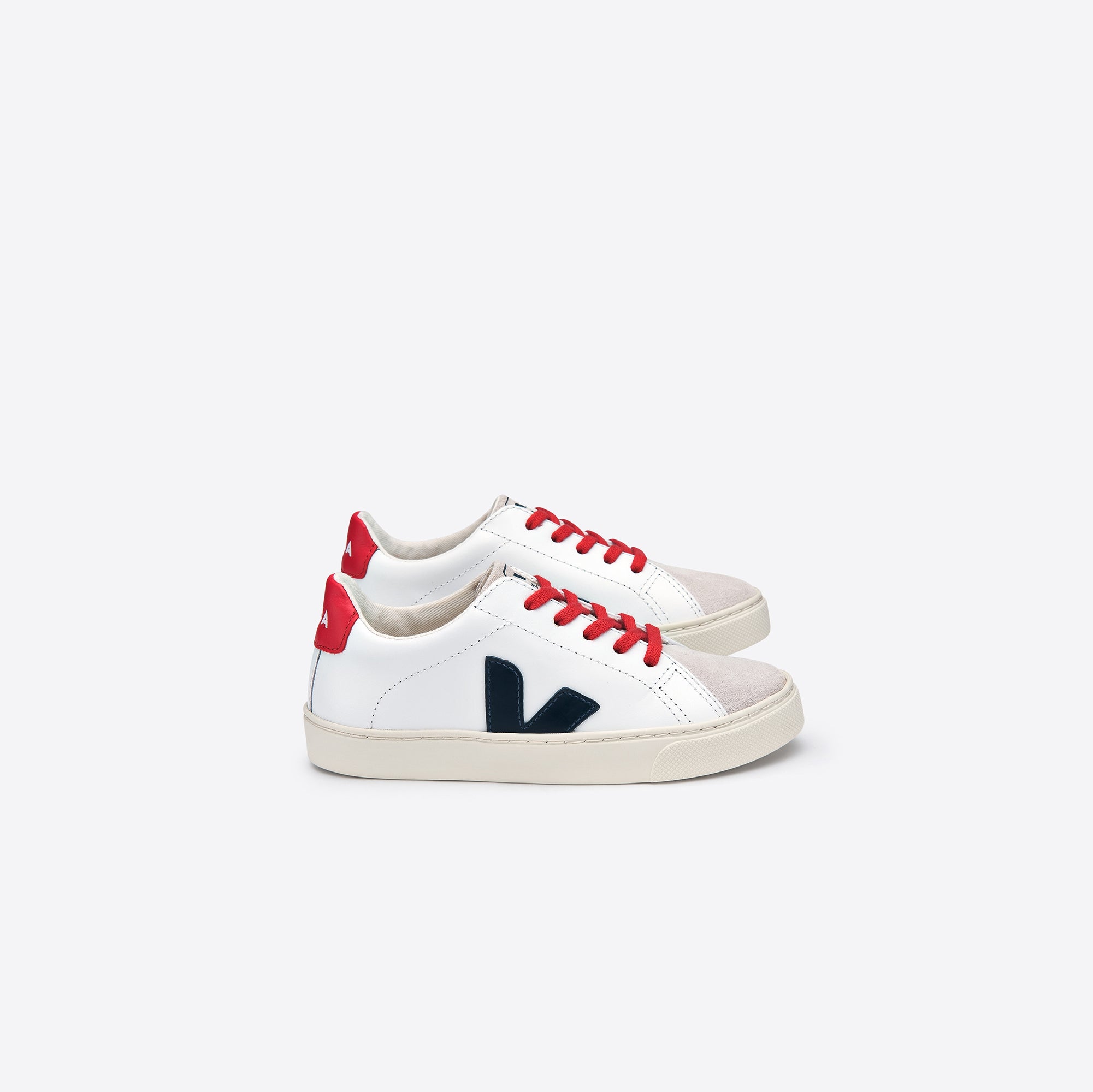 Girls & Boys White & Blue "V" Shoes