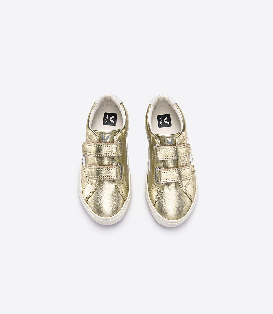 Girls & Boys Gold & White "V" Shoes