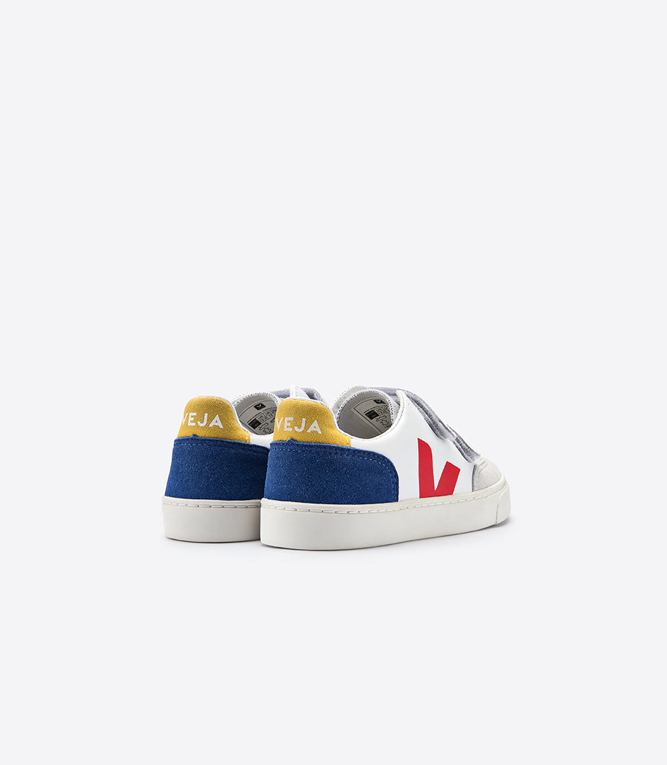 Boys White & Indigo "V" Leather Shoes