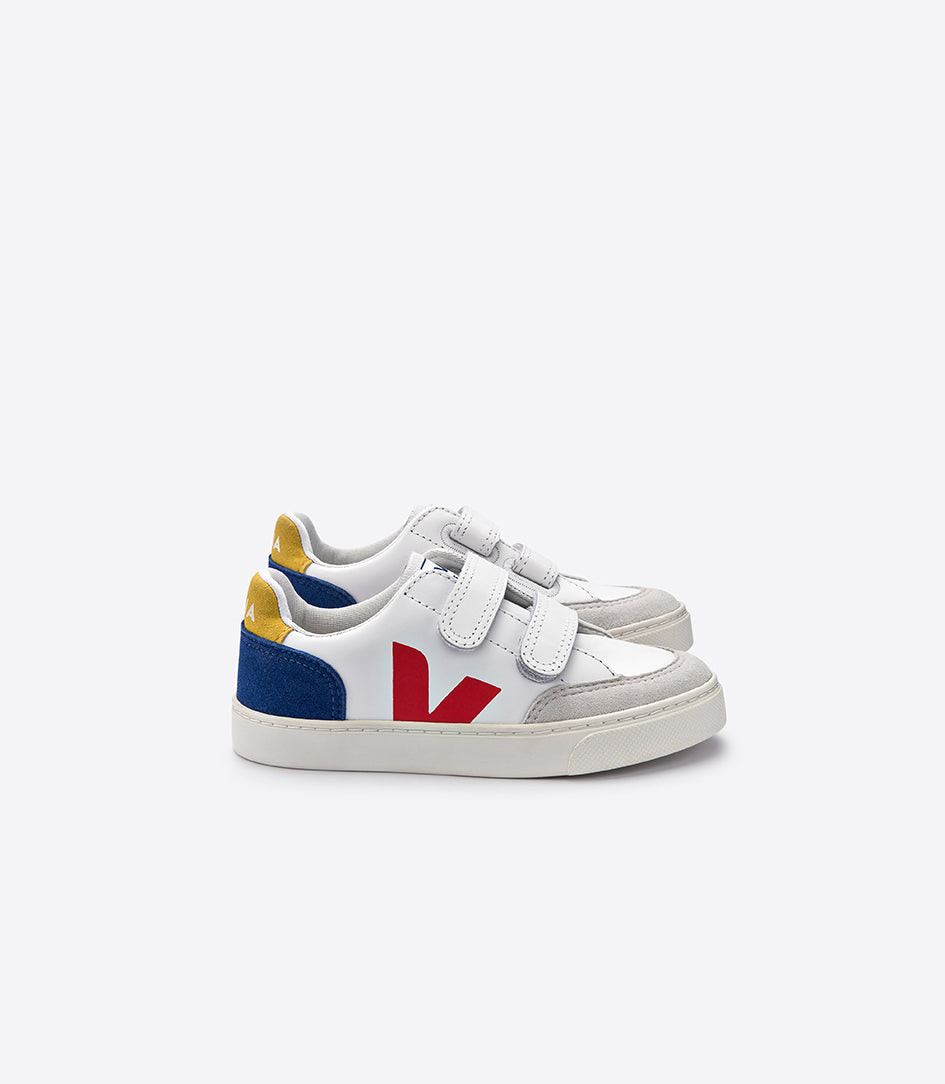 Boys White & Indigo "V" Leather Shoes