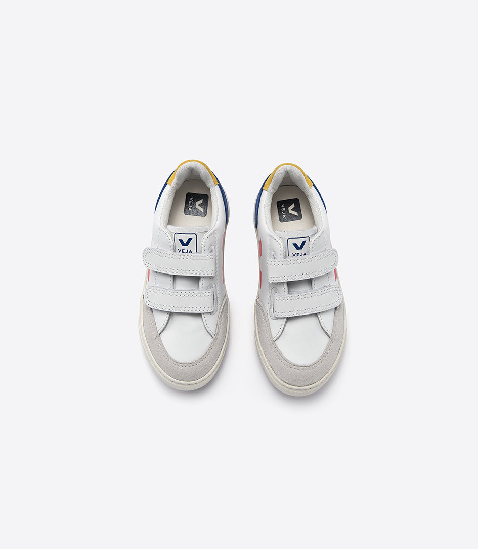 Boys White & Indigo "V" Leather Shoes