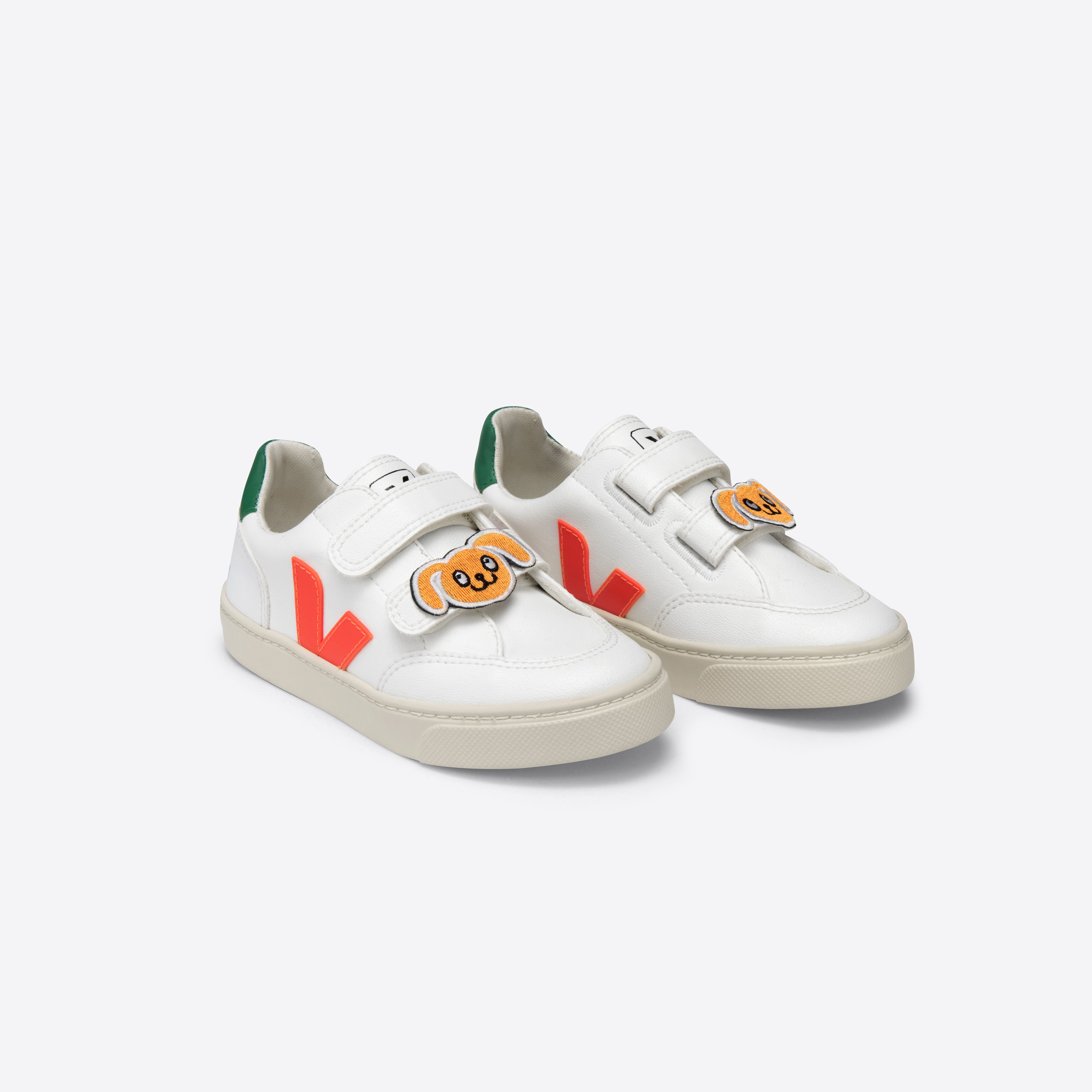 Boys & Girls White "SMALL V-12" Velcro Shoes