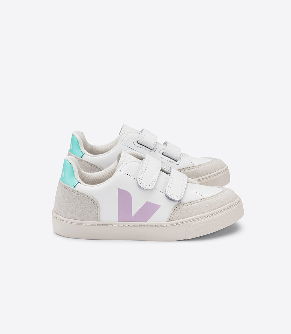 Boys & Girls White "V-12" Velcro Leather Shoes