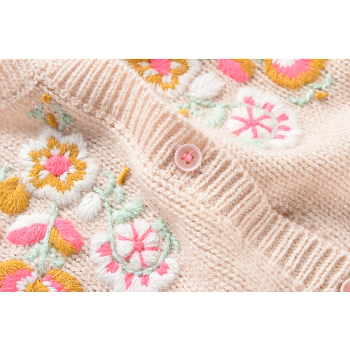 Girls Cream Acrylic Cardigan