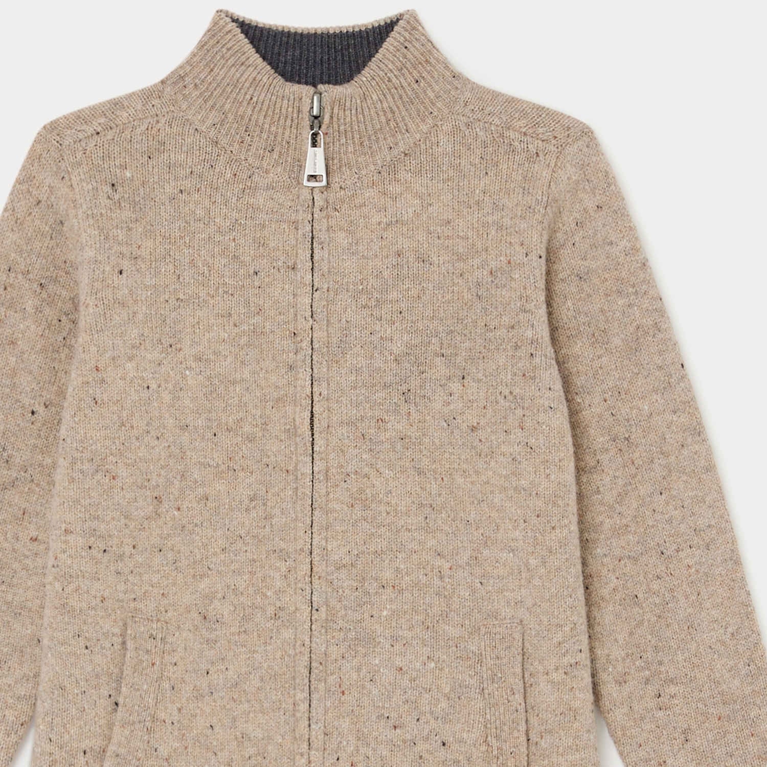 Boys Beige Wool Cardigan