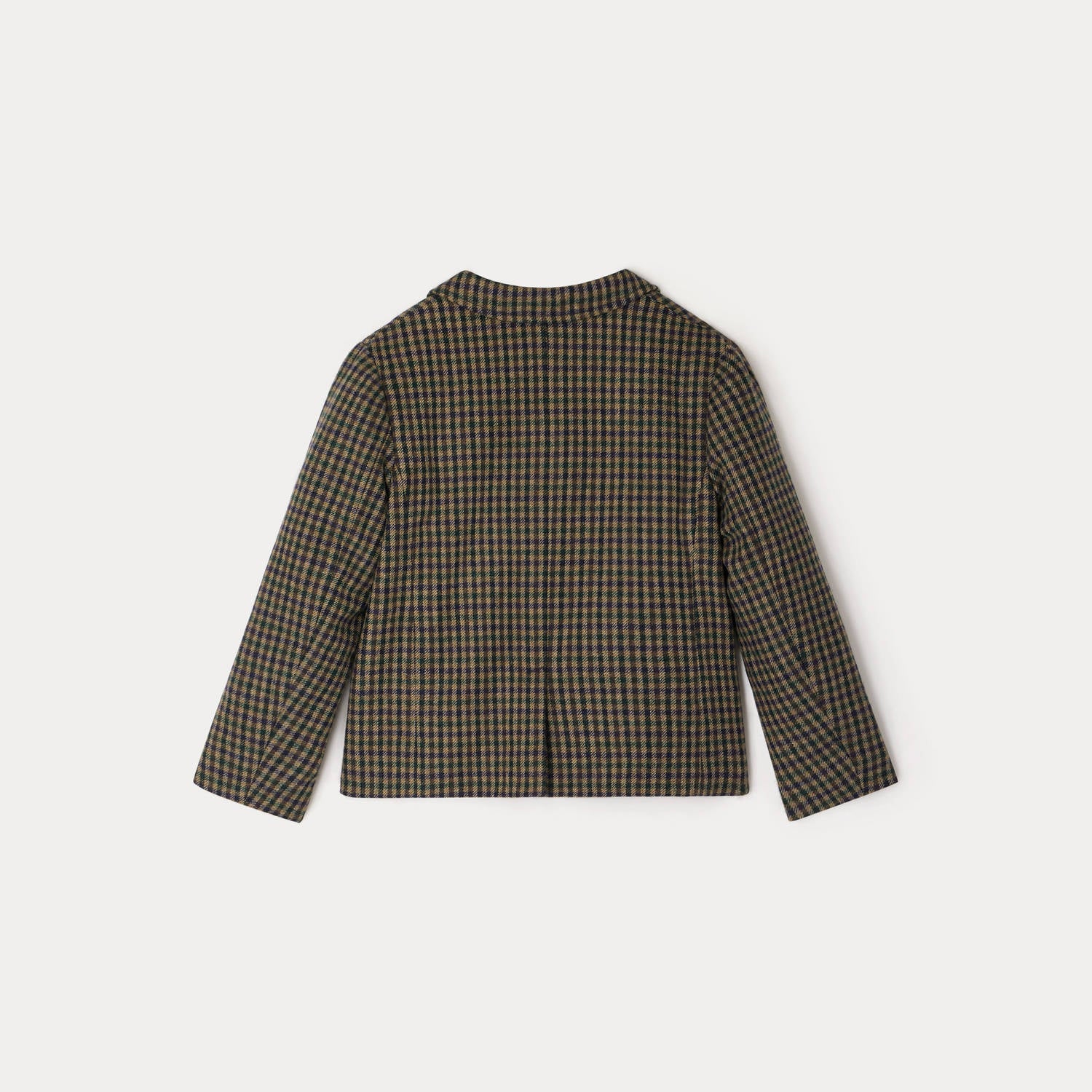 Boys & Girls Dark Khaki Check Wool Coat