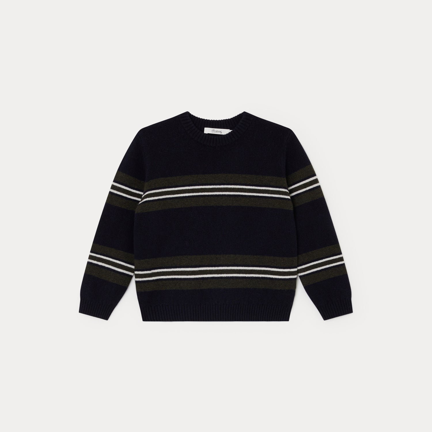 Boys Navy Stripes Wool Sweater