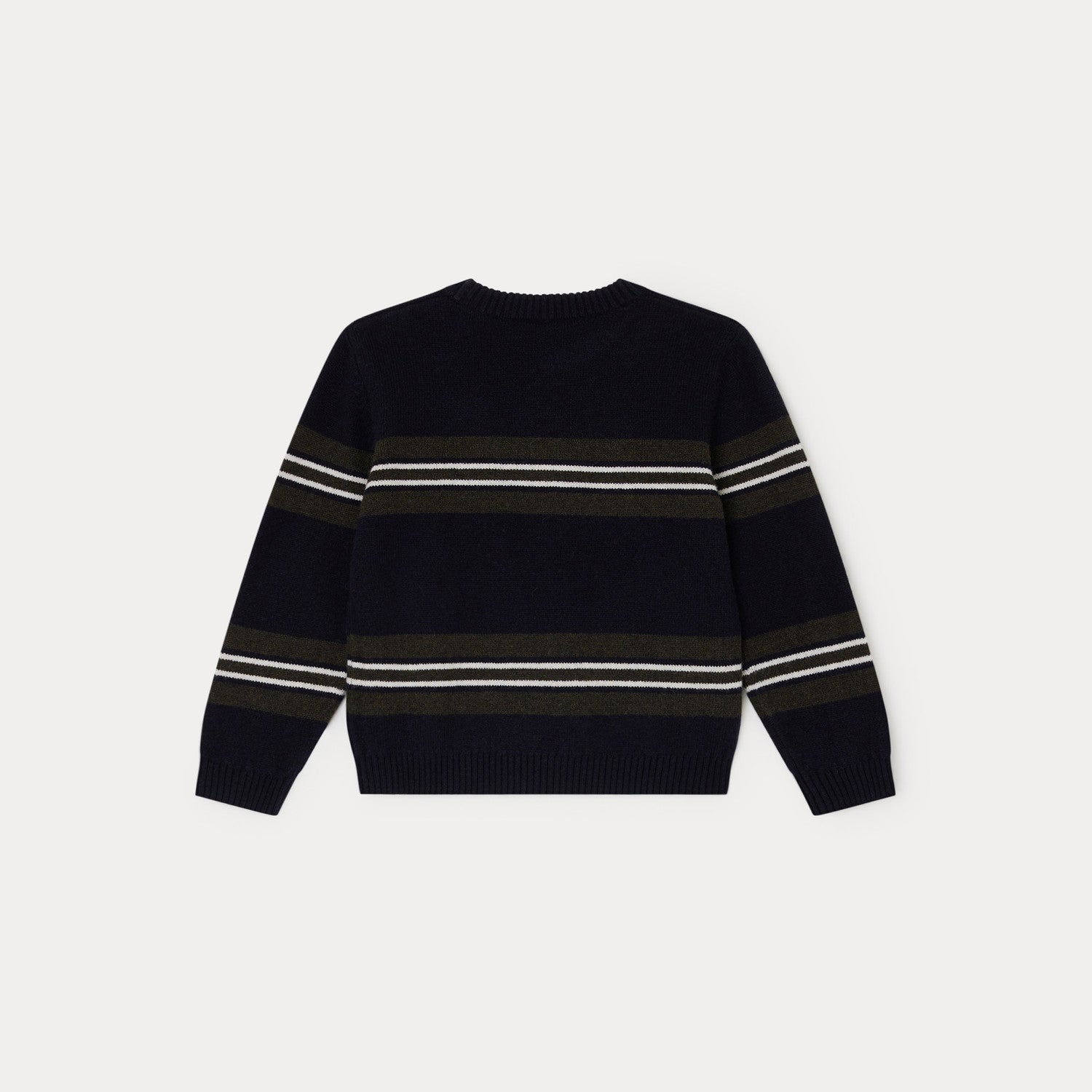 Boys Navy Stripes Wool Sweater