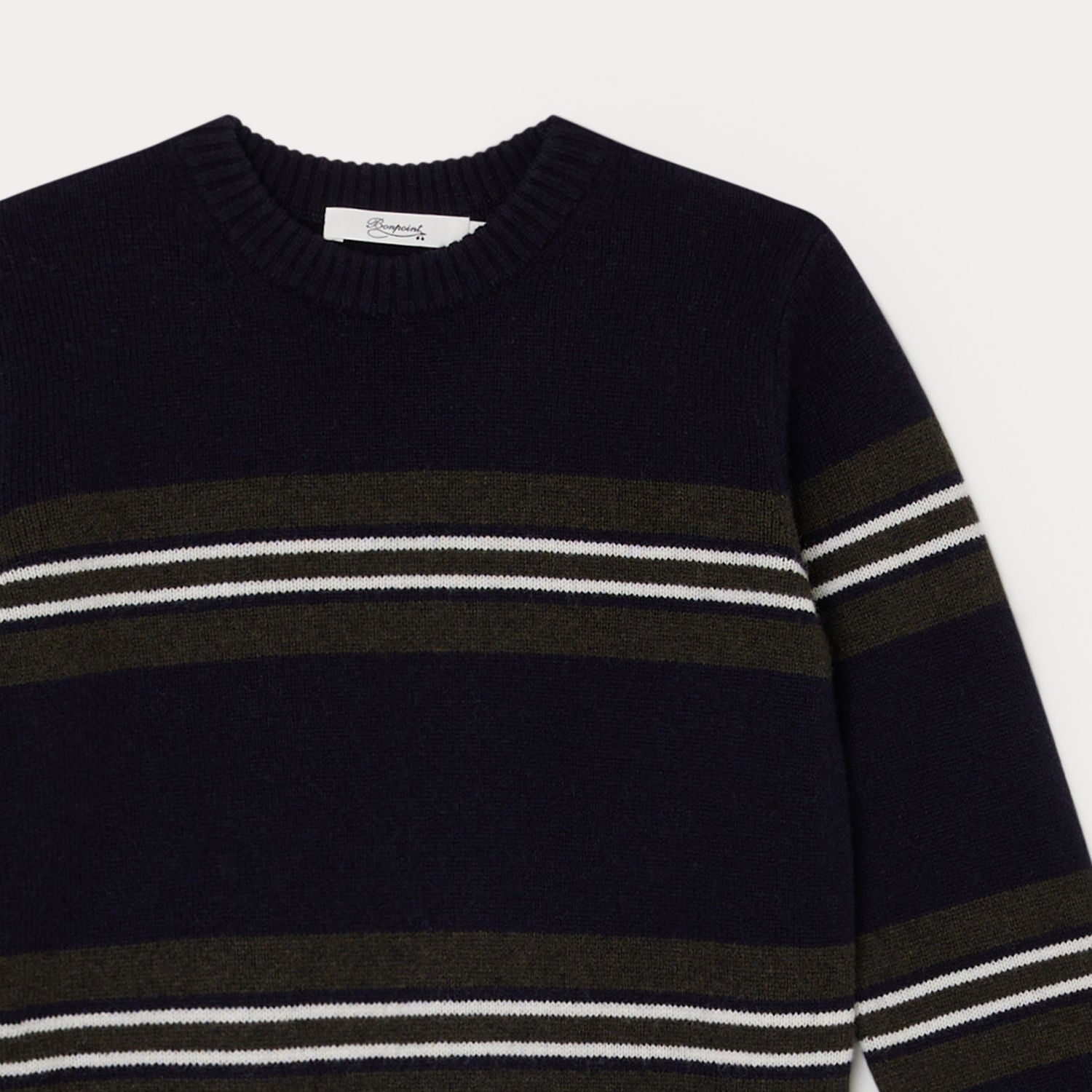 Boys Navy Stripes Wool Sweater