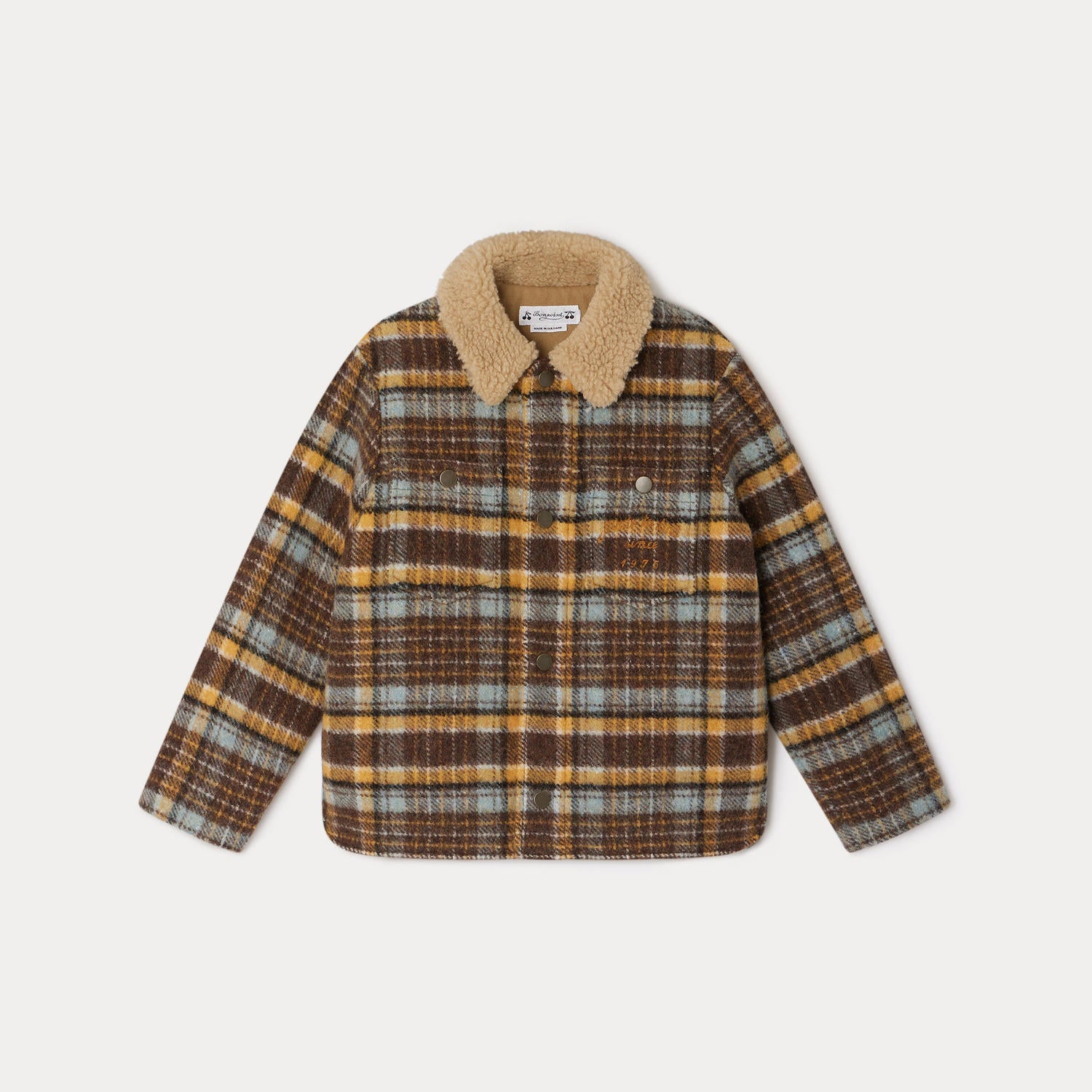 Boys Brown Check Wool Jacket