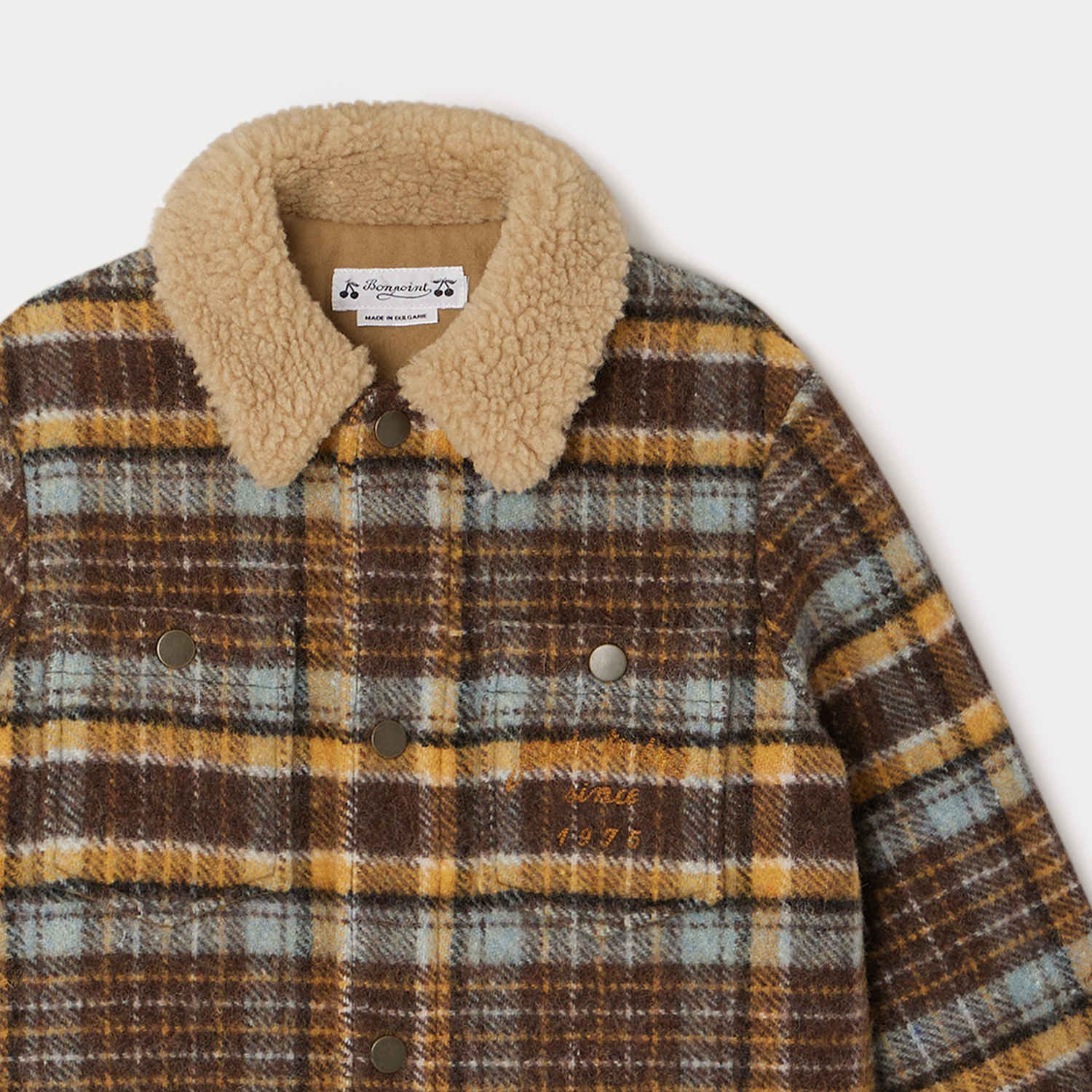 Boys Brown Check Wool Jacket
