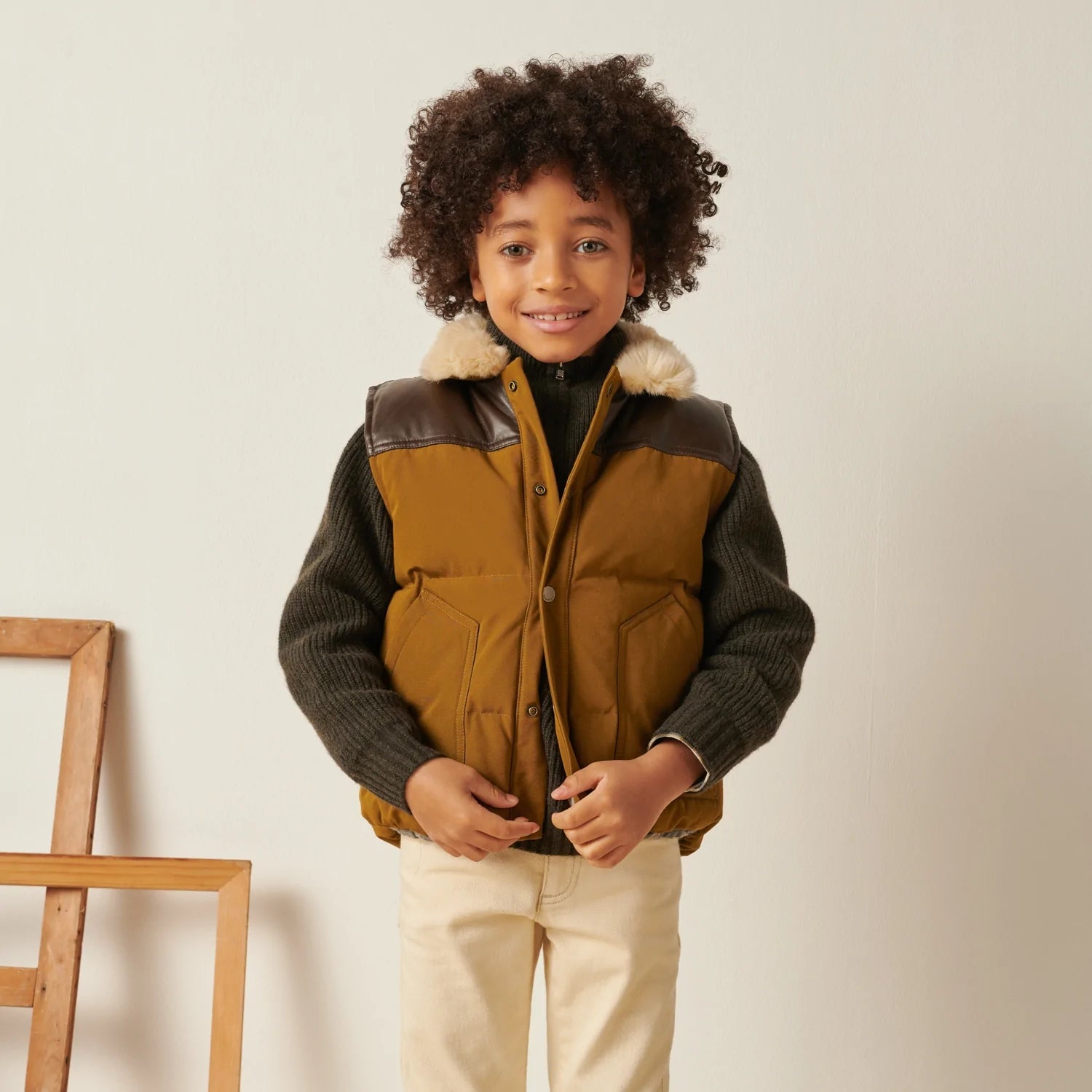 Boys Khaki Padded Down Gilet