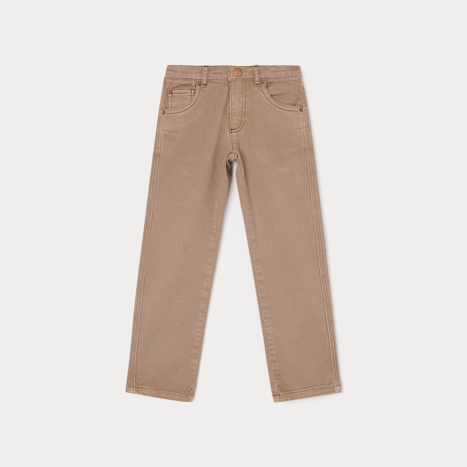 Boys Camel Cotton Trousers