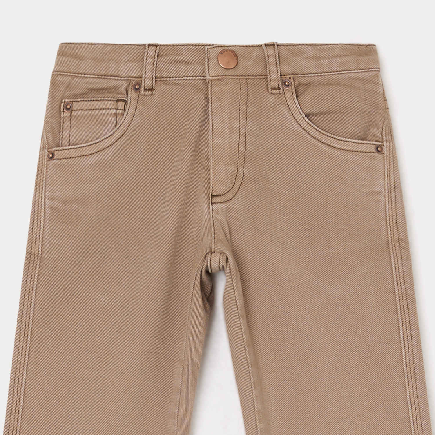 Boys Camel Cotton Trousers