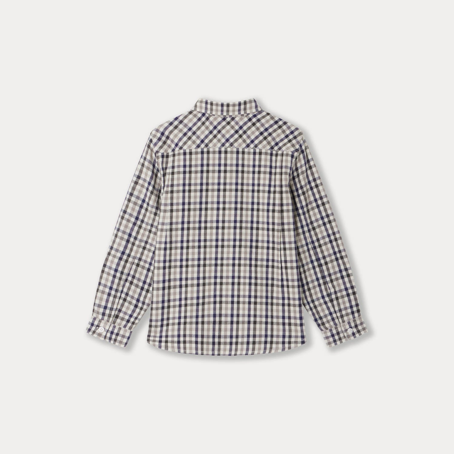 Boys Navy Check Cotton Shirt
