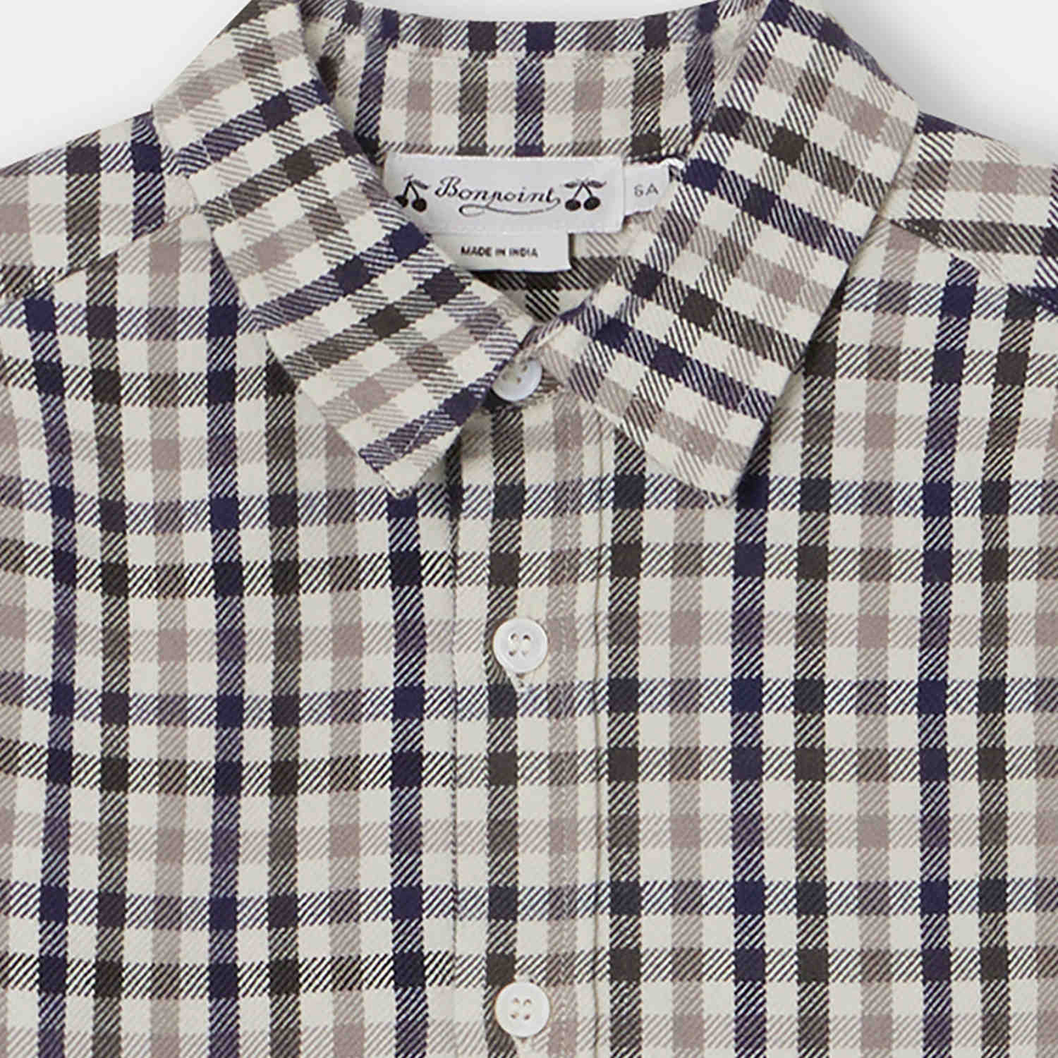 Boys Navy Check Cotton Shirt
