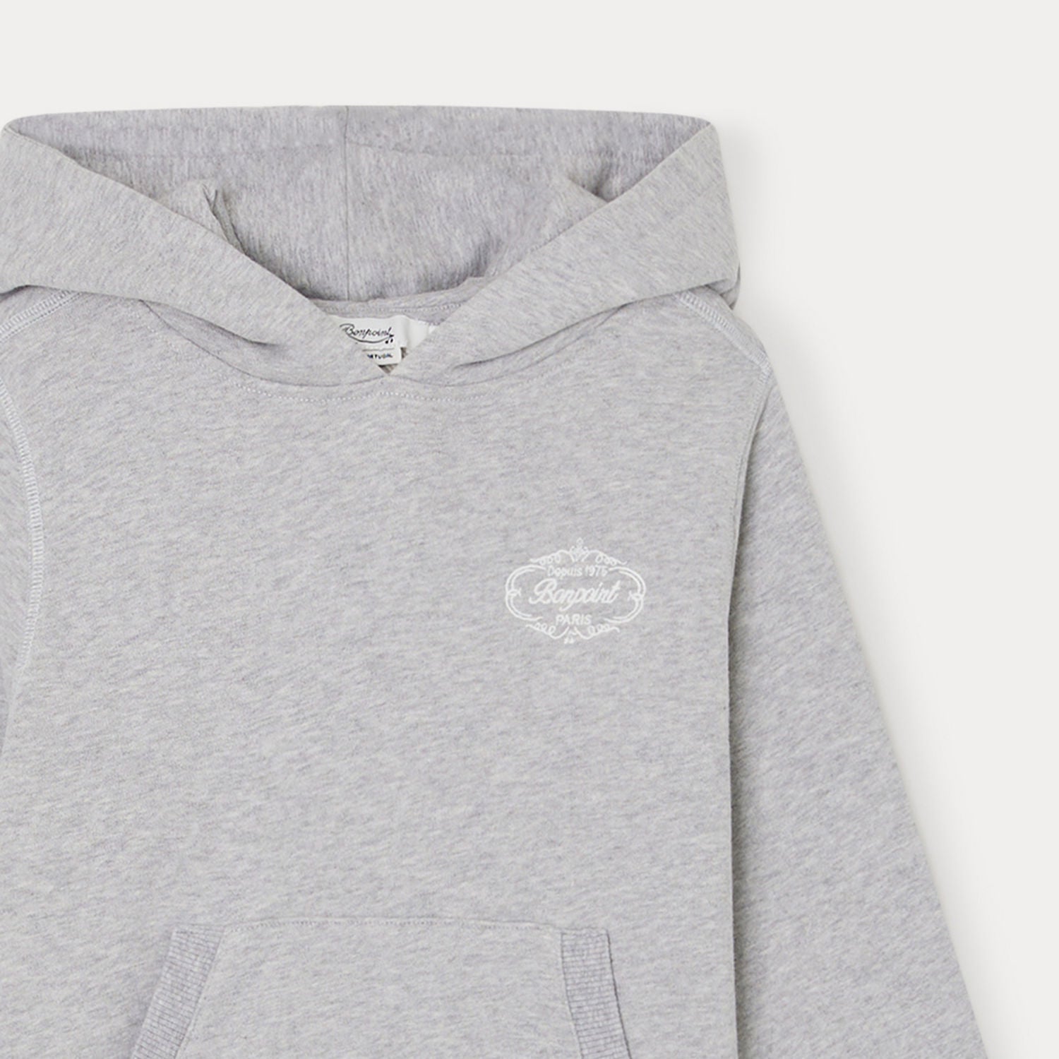 Boys & Girls Grey Hooded Cotton Sweatshirt