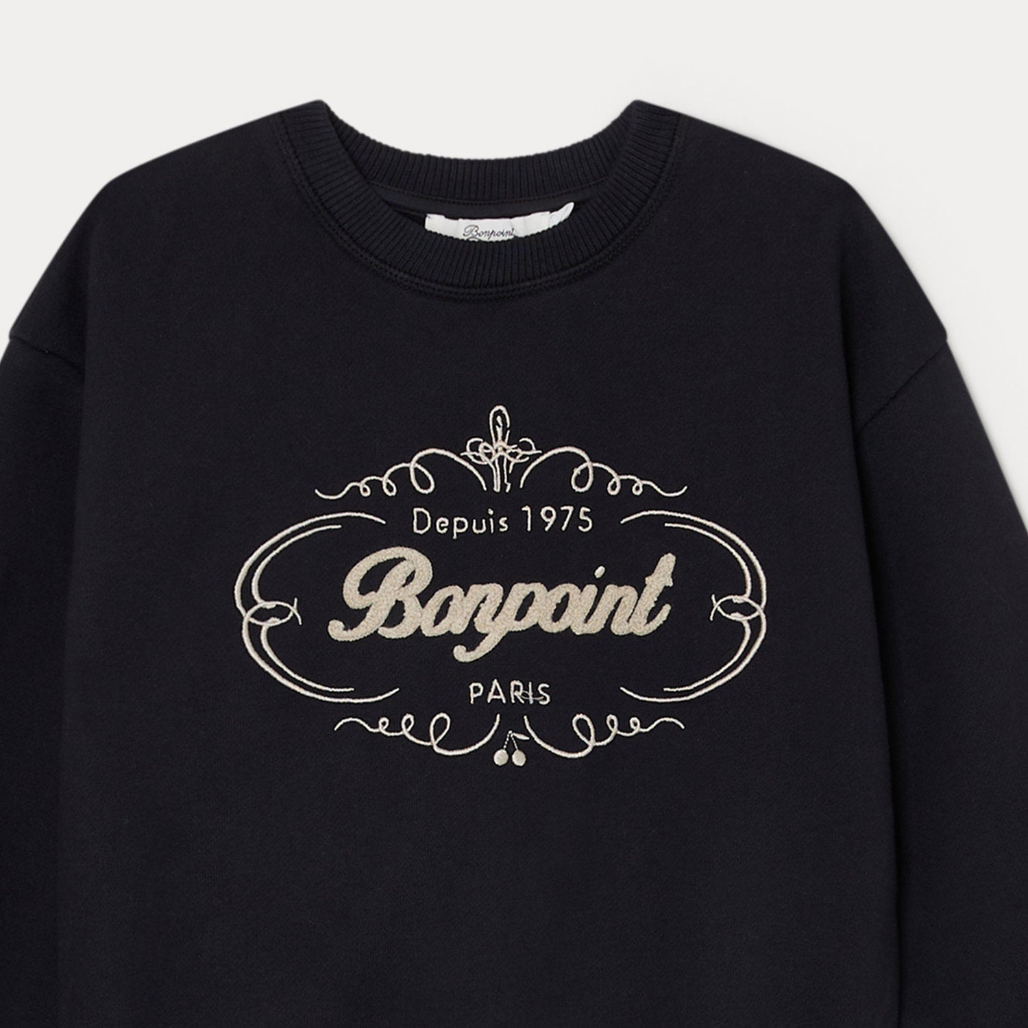 Boys Navy Logo Cotton Sweatshirt